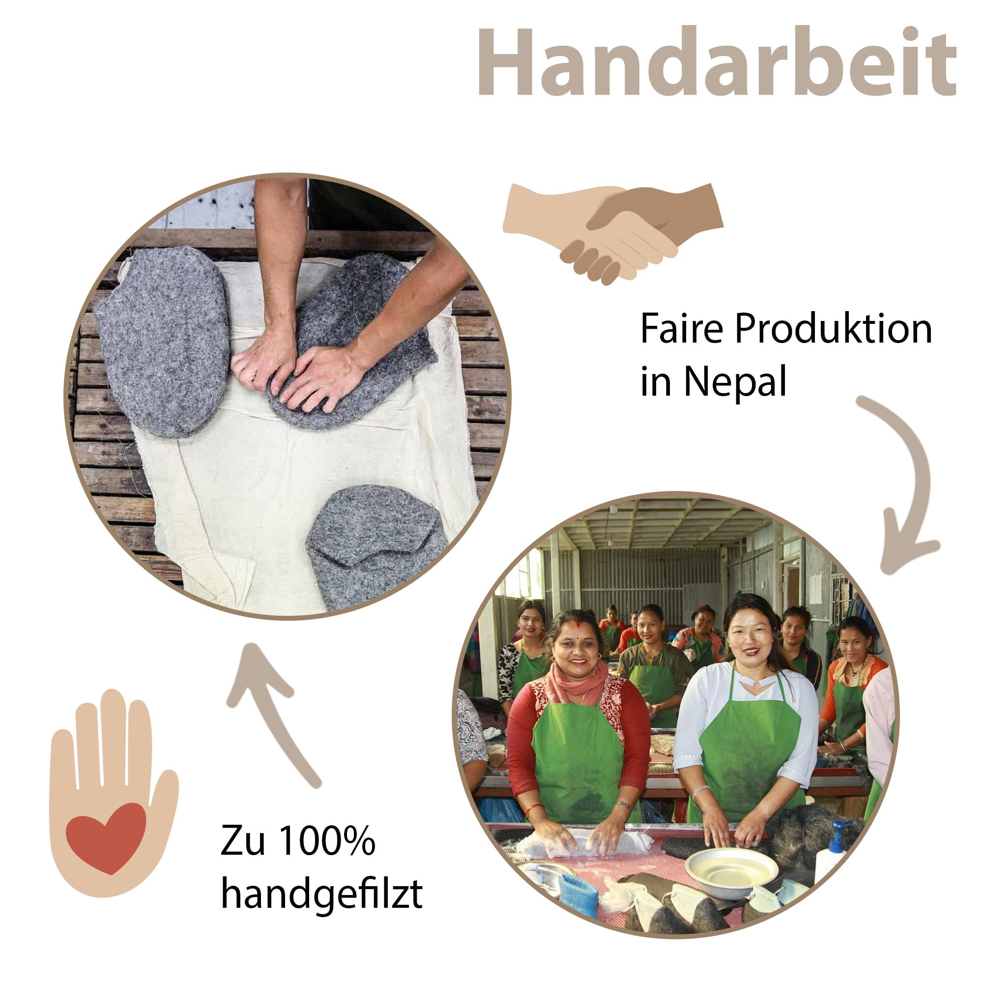 Footprint Barfuß-Hausschuhe unisex Filz-Pantoffeln mit Ledersohle, nachhaltig aus 100% Wolle