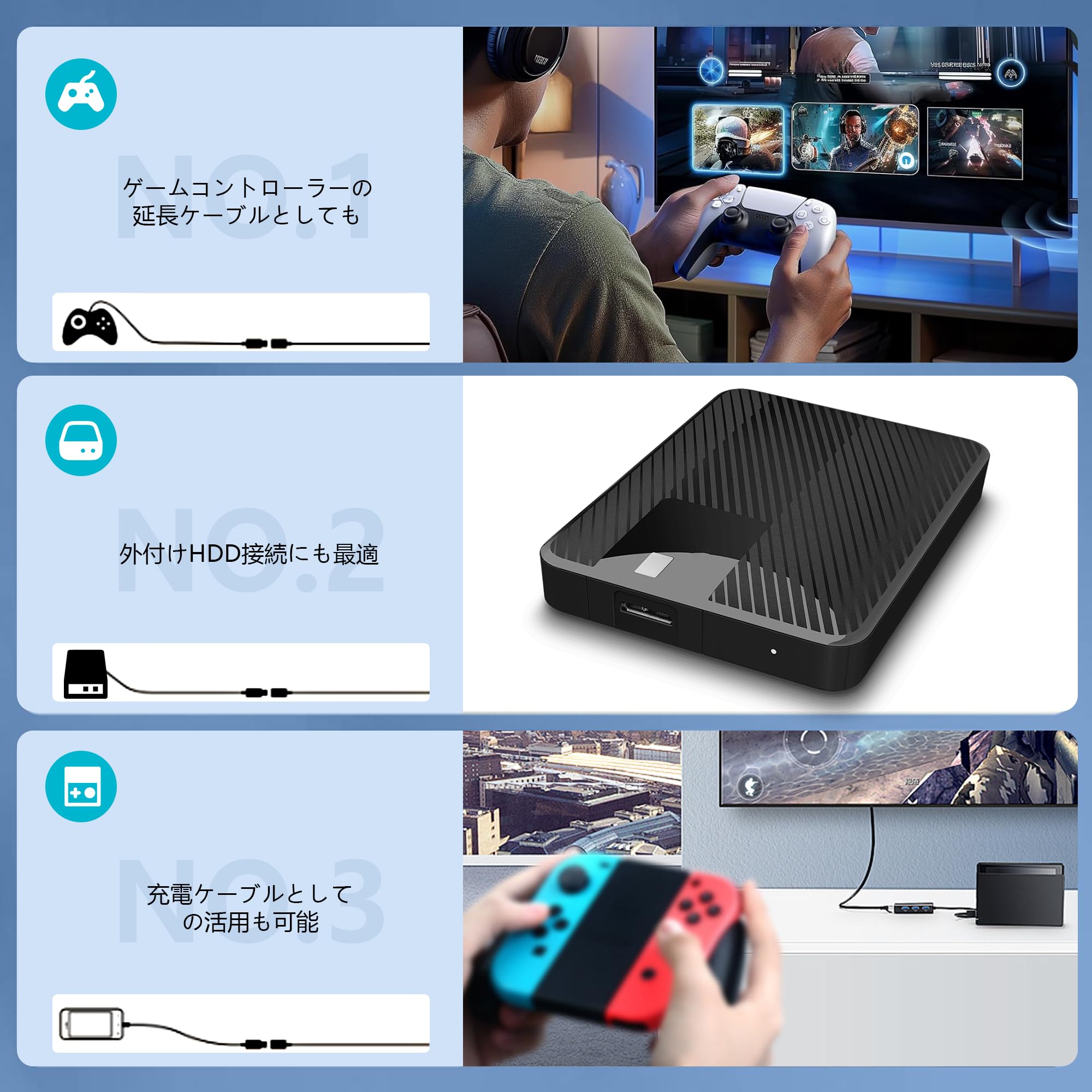 Cable de extensión USB C de 6 m, longitud extra de transferencia de datos de 20 Gbps, carga de 100 W, video 4K a 60 Hz, cable de extensión trenzado de nailon macho a hembra para laptop, tablet, cine