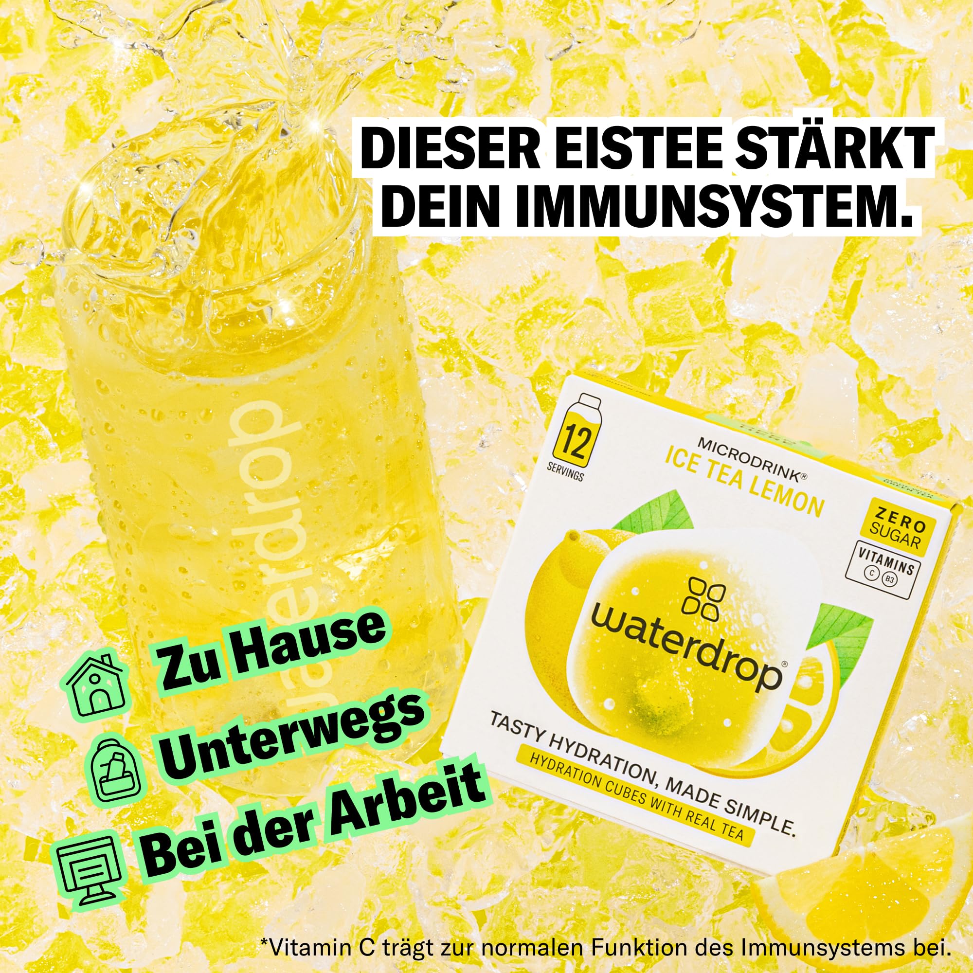 waterdrop® Eistee Mix - 36 Drops Pfirsich, Zitrone & Himbeere - zuckerfreier Durstlöscher & Alternative zu Sirup und Getränkepulver - Ice Tea mit Vitaminen & Schwarzem Tee für Wasser mit Geschmack