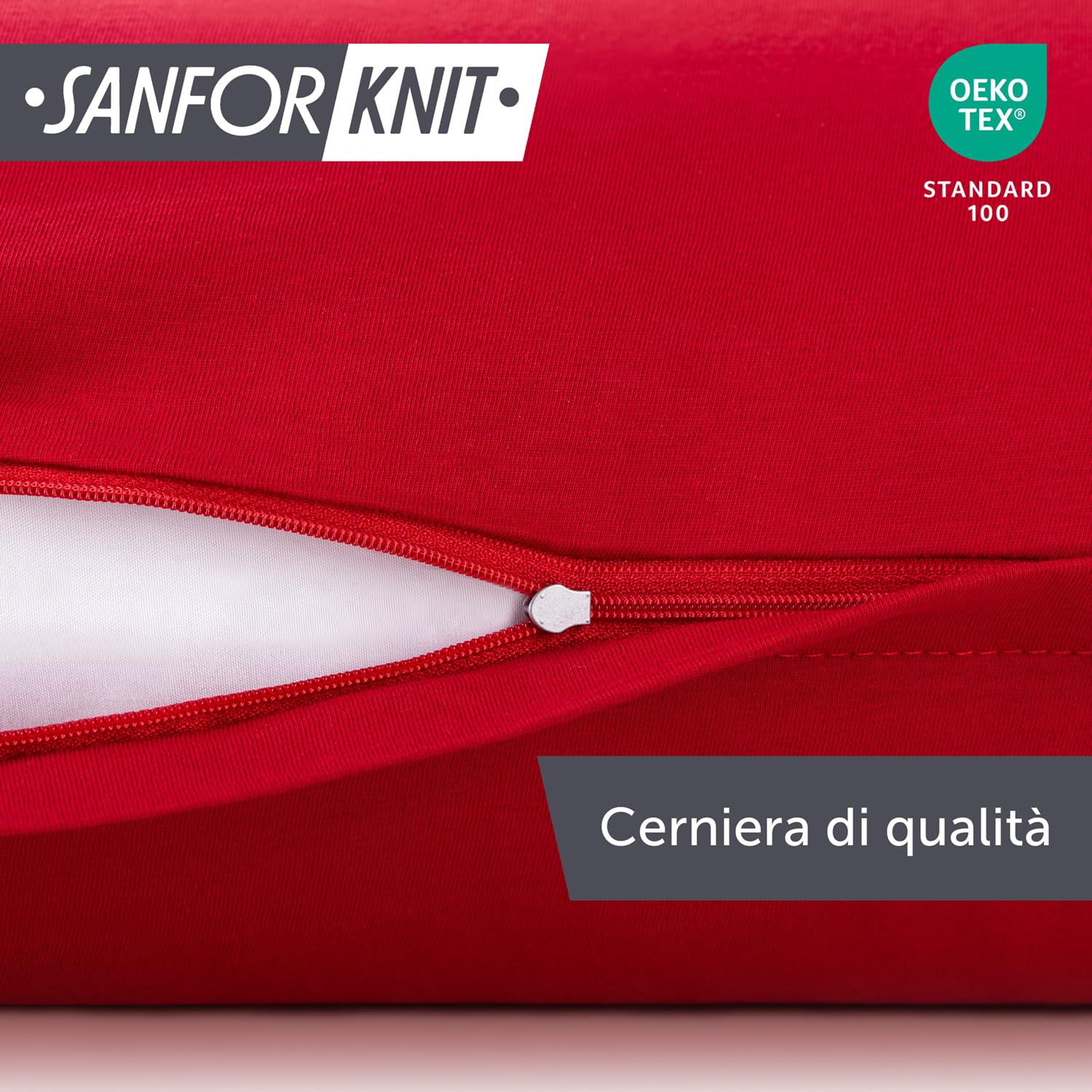 Blumtal Federe Cuscini Letto Matrimoniale Cotone - Federe Cuscini 65x65-100% Cotone, Set di 2 Federe in Jersey con Cerniera, Federa certificate Oeko-Tex, Federe Cuscino Letto - Rosso
