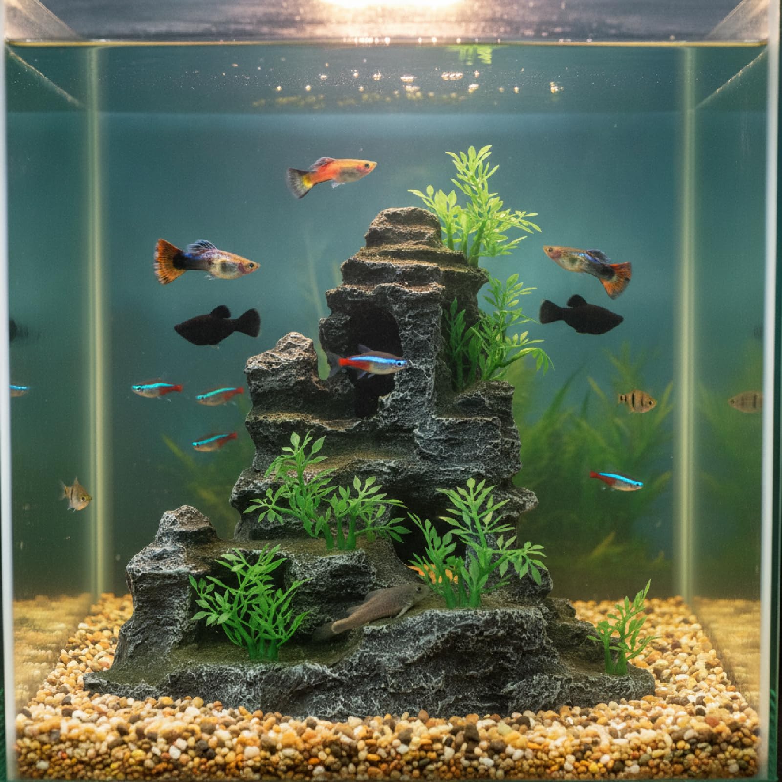 AnRui Ornements en résine pour aquarium avec petite plante