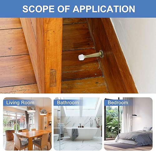 Miniatura 7 de uxcell Tope de puerta rígido sólido de aleación de zinc con tornillos y tubo de expansión, tapón de puerta con punta de goma suave para proteger la