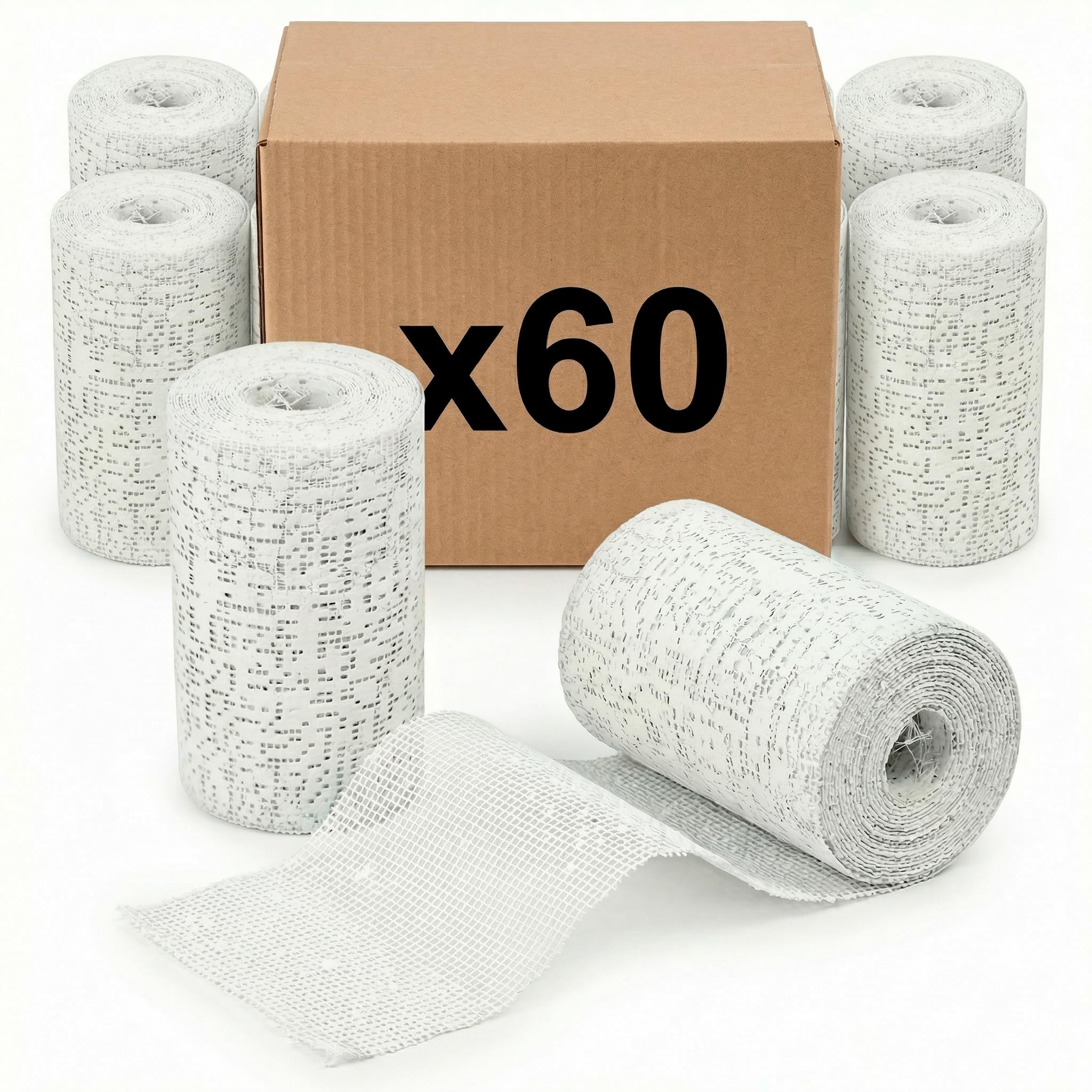 KMINA Bende Gessate (120 unità, 10 scatole da 12) 10 cm x 2,7 m, Gesso a Presa Rapida per Cliniche, Calchi e Fai Da Te