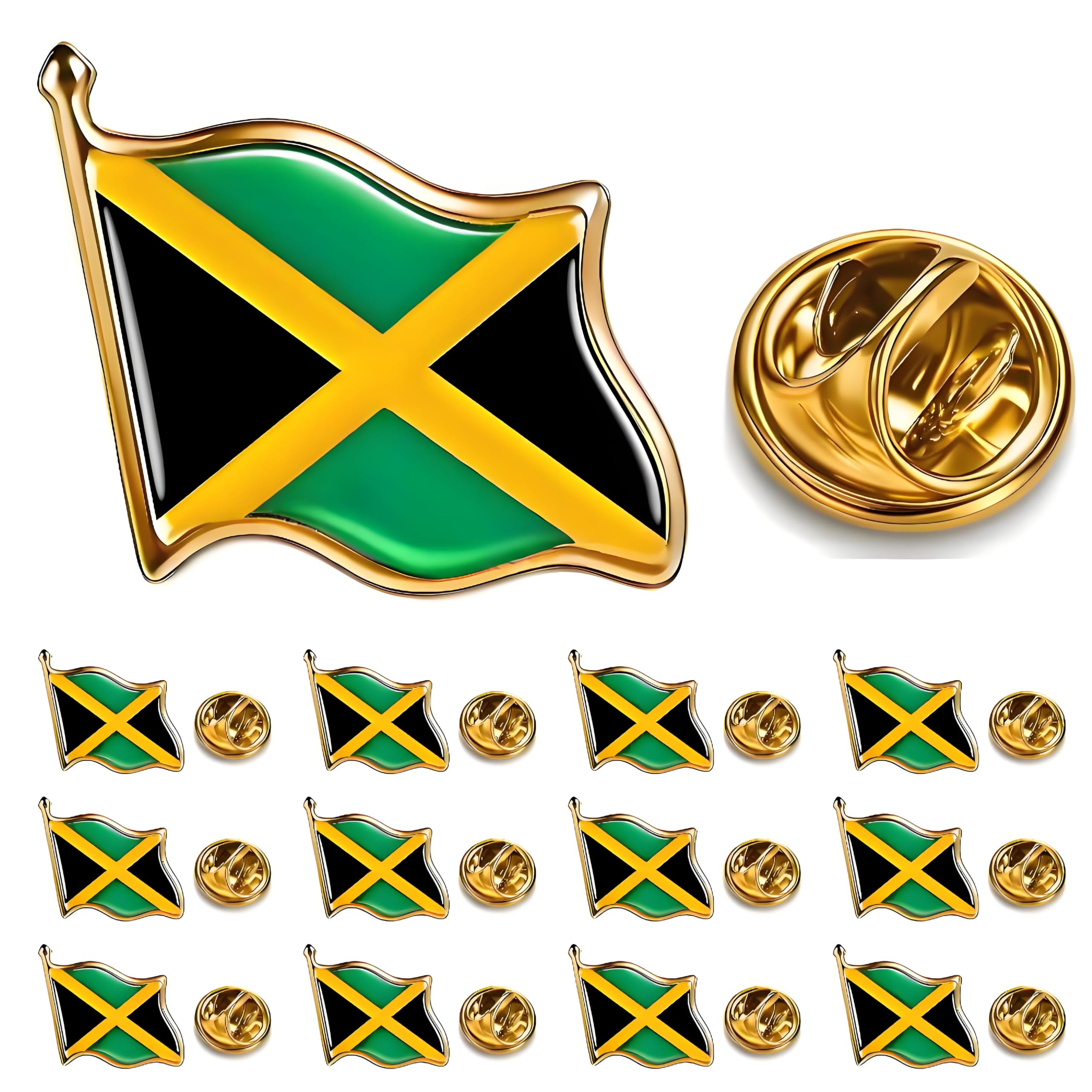 12/25/50 PCS piccolo metallo bandiera giamaicana spilla bandiera giamaicana pin per abiti giacche vestiti zaini cappelli Giamaica pin bulk, Lega di acciaio, Senza pietra