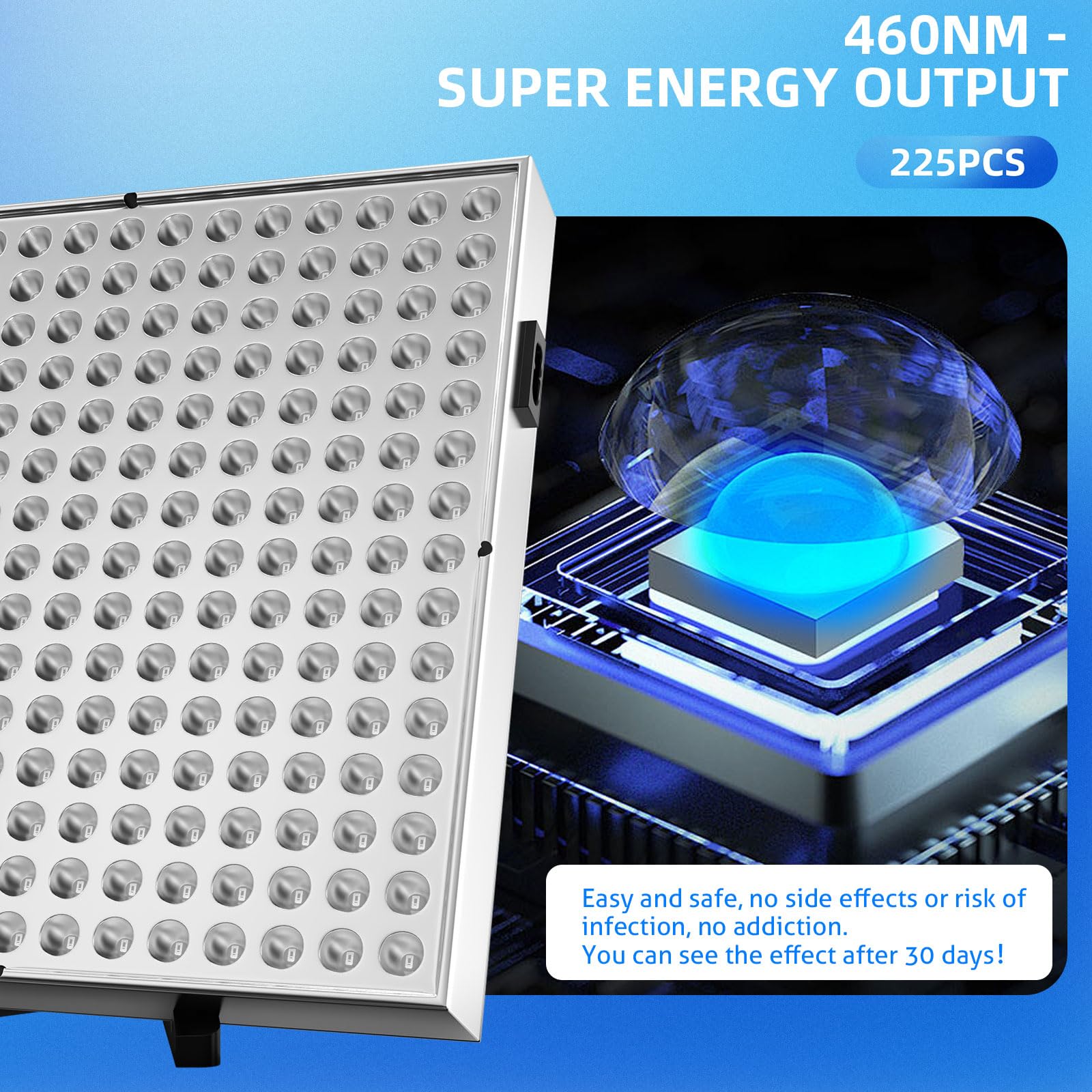Solarium 45 W pour la maison avec 225 pièces 460 Nm, support réglable pliable et crochets de suspension, solarium pour le visage pour la maison pour le corps et le visage