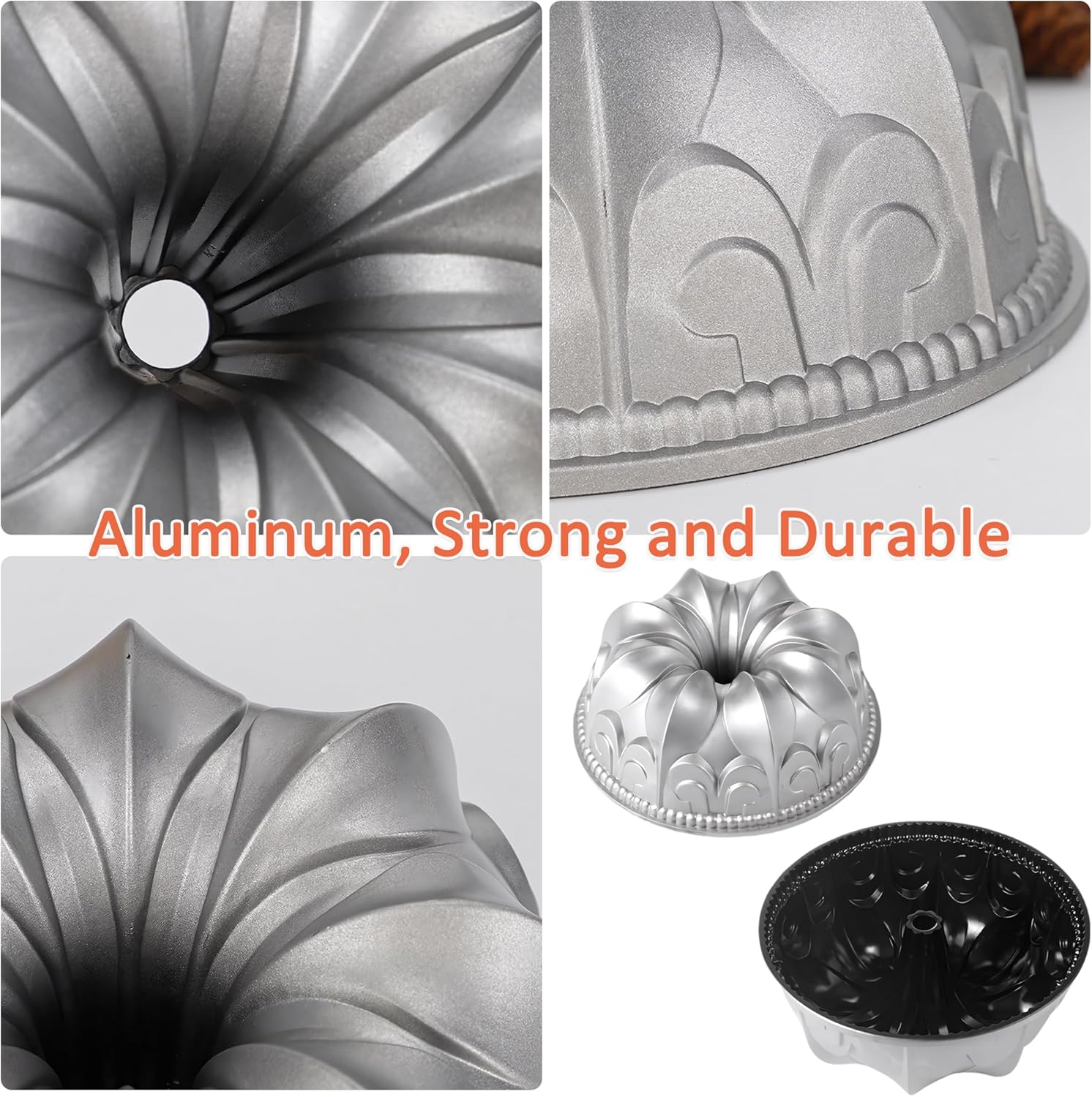 Bundt Cake Pan Baking Molds:Bundt Cake Pan Nonstick and Easy Demoulding,Bundt Pan for Bread Cheese Cake Baking,Flan Molds for Oven and Air Fryer,Aluminum (Whirlwind)