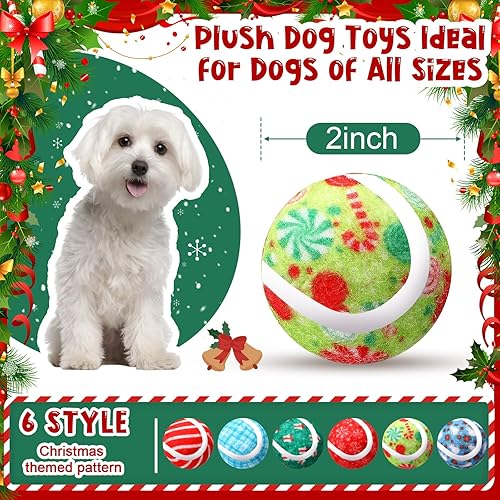Miniatura 2 de Sosation Paquete de 24 pelotas de tenis chirriantes de Navidad para perros, pelotas de perro de 2.0 pulgadas, juguete interactivo, no tóxico,