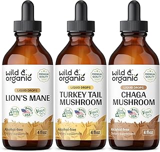 Wild & Organic Lion's Mane, Turkey Tail & Chaga Mushroom Tinctures