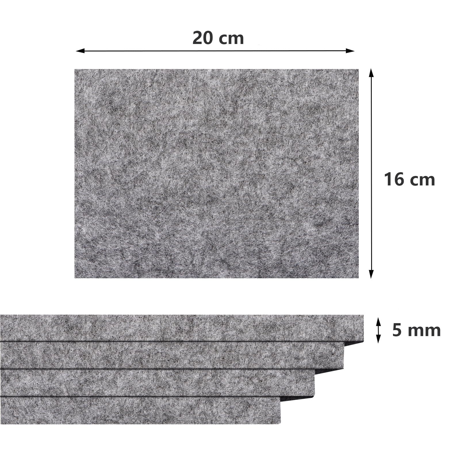 Feltro extra forte autoadesivo 5 mm – Set di 4 feltrini per mobili 20 x 16 cm – Protezione antigraffio – Grigio scuro