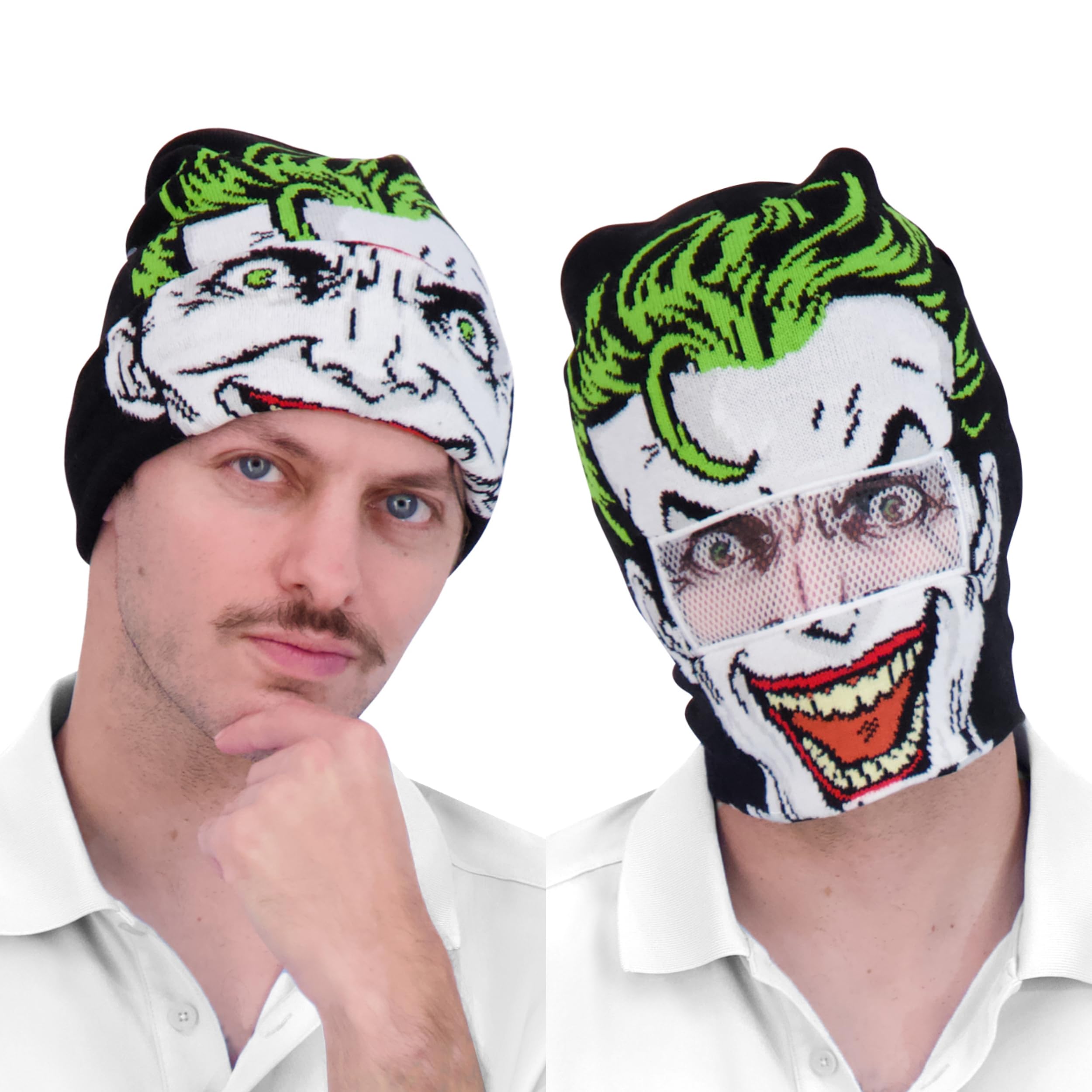 Concept OneDc Comics The Joker Beanie Hat, Knitted Cuffed Winter Skull Cap
