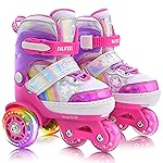 SULIFEEL Rainbow Unicorn 4 Size Adjustable Roller Skates for Girls Boys for Kids Ages 3-5 5-8 6-12 Children Skates Indoor Outdoor