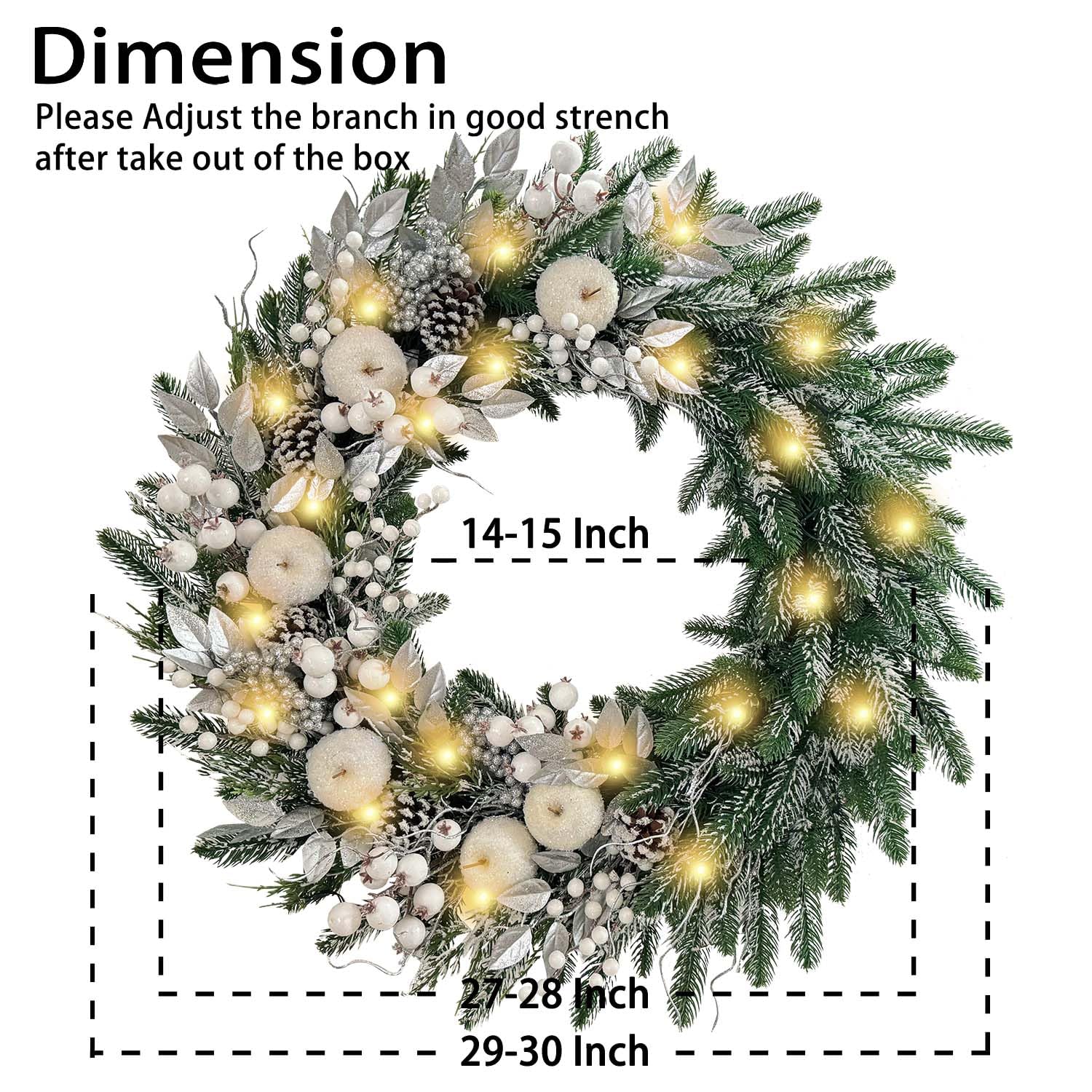 Amazon.com: WANNA-CUL Pre-Lit 30 Inch Large Christmas Wreath for