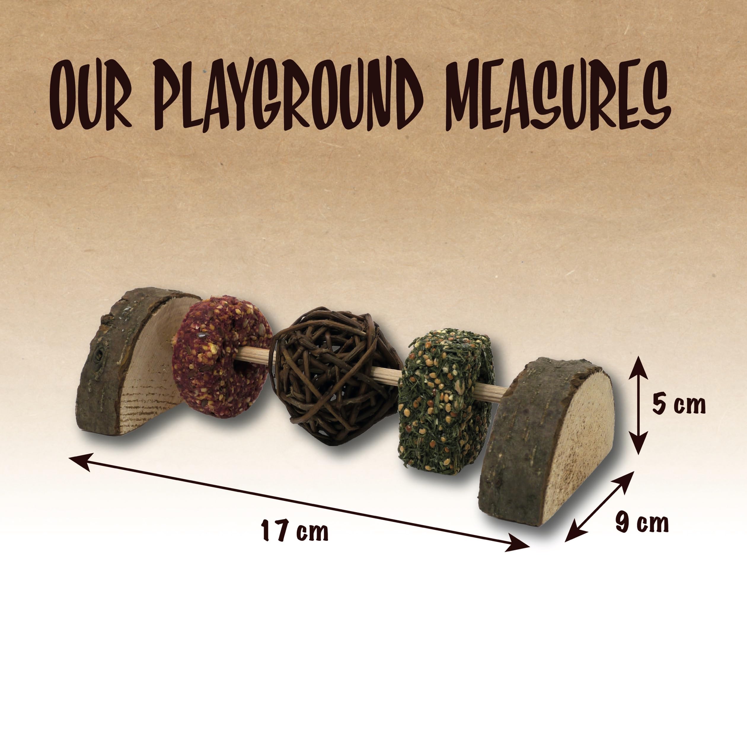 Rosewood Naturals Nager Spielplatz, Kleintier-Leckerli und Nagespielzeug für Hamster, Rennmäuse, Mäuse, Ratten, Kaninchen, Meerschweinchen, Chinchillas und Degus (1 Stück)