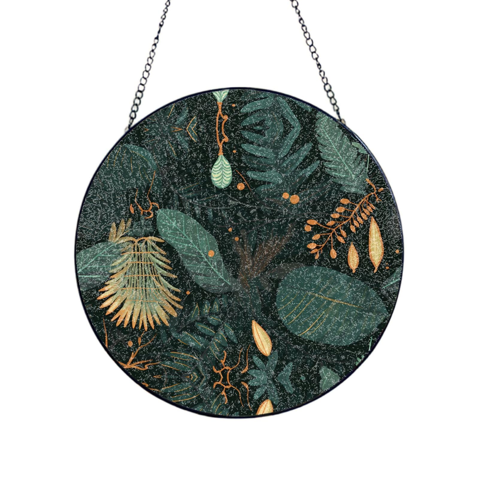 Poezjzw Stained Glass Window Hanging - Tropical Greenery Sun Catcher For Door Garden Home Decor Christmas Mother'S Day Birthday Gifts 6in（15cm）