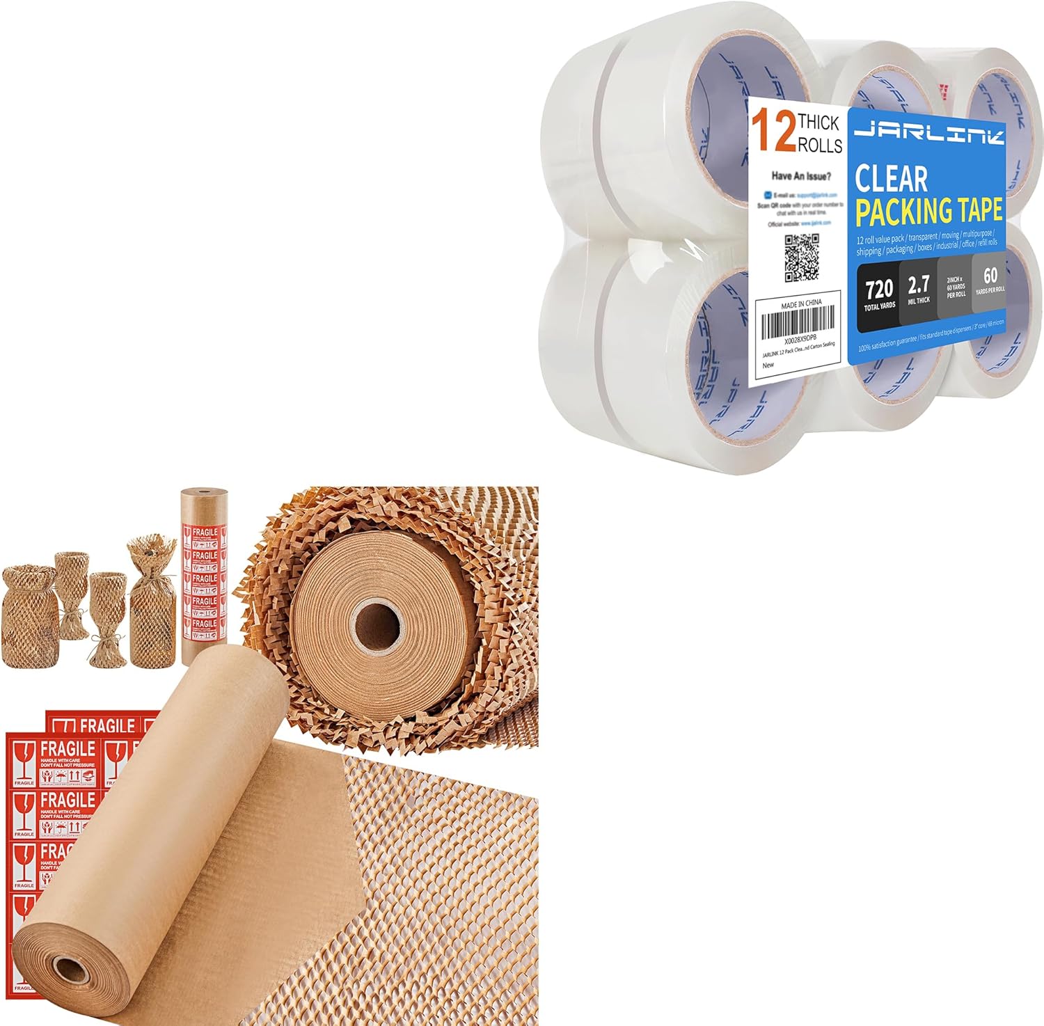 JARLINK Clear Packing Tape (12 Rolls), Heavy Duty