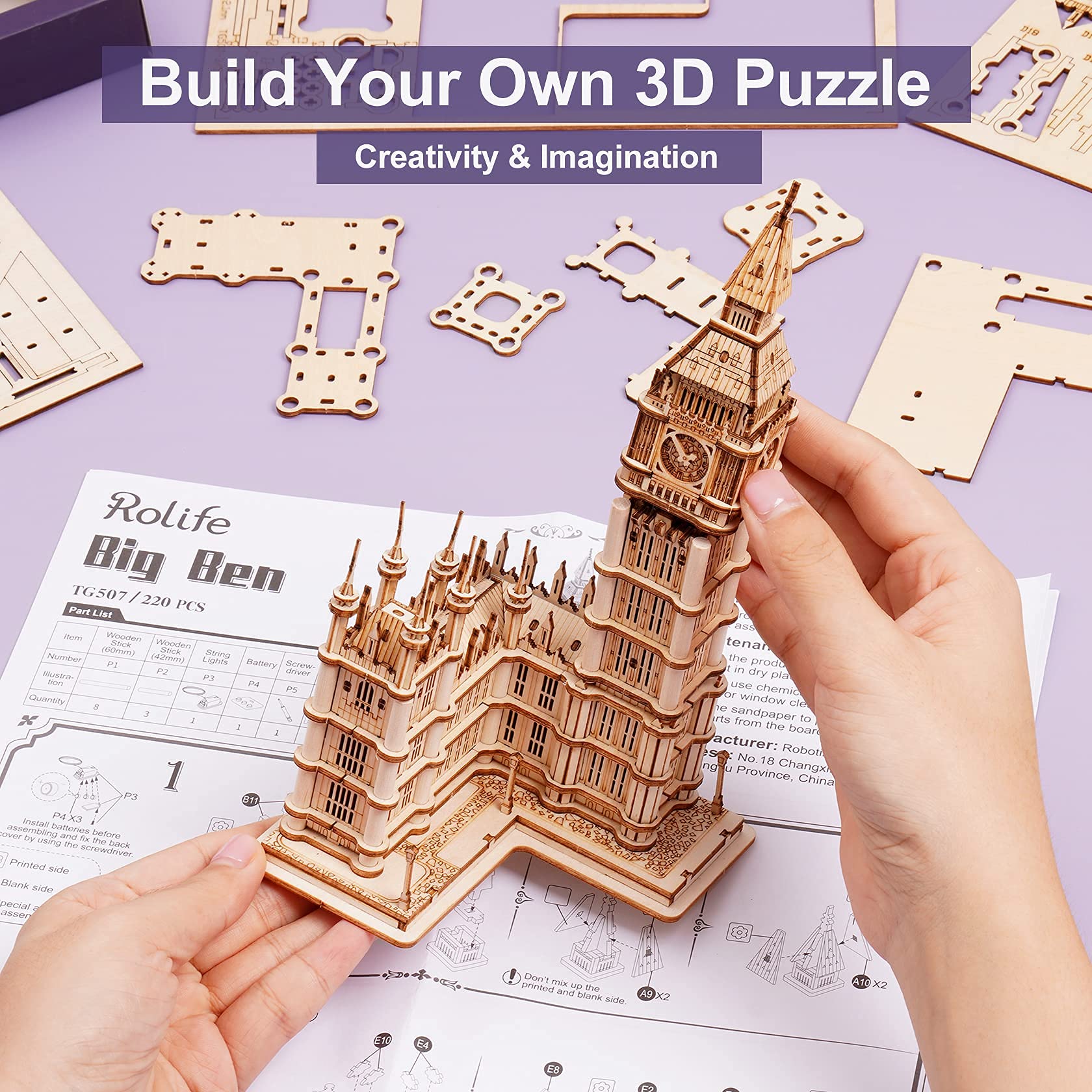 Amazon.com: Rolife 3D Wooden Puzzles for Adults Big Ben -220