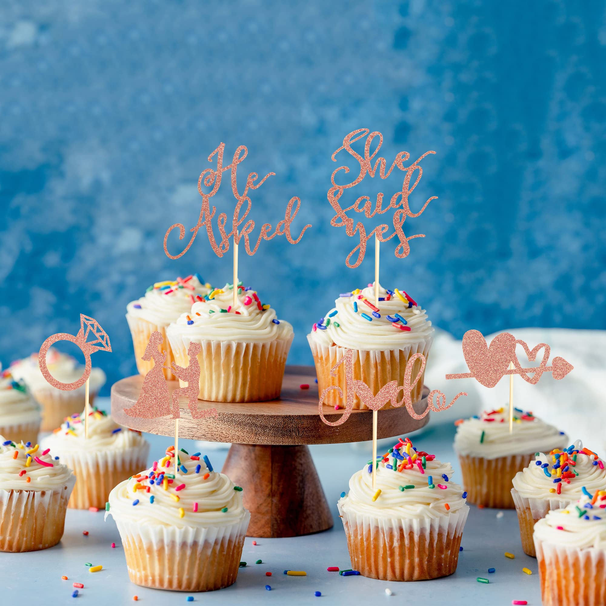 Lot De 24 Décorations De Cupcakes « He Asked She Said Yes