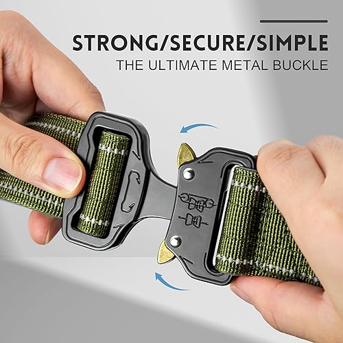 Miniatura 12 de Collar táctico personalizado para perro con asa de control, nombre y teléfono personalizados, forro acolchado de neopreno, tiras reflectantes