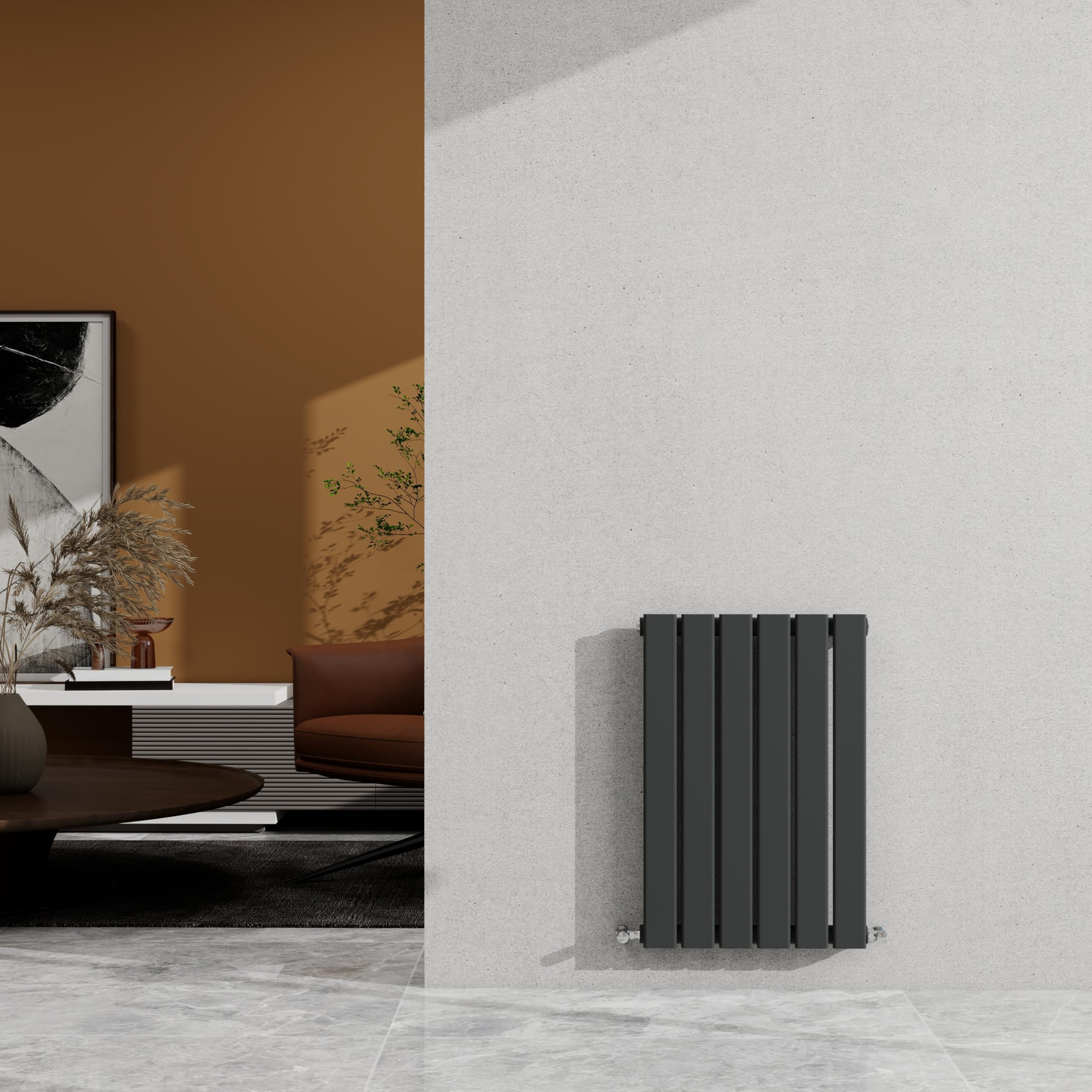 SKY Bathroom 600×408mm Anthracite Horizontal Designer Radiator Single Panel Modern Central Heating Flat Panel Rad 1112 BTU