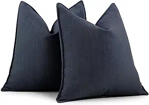 ZWJD Navy Pillow Covers 16x16 Set of 2 Chenille Throw Pillow Covers with Elegant Design Soft and Luxurious Decorative Throw Pillows for Couch, Bed, and Home Decor