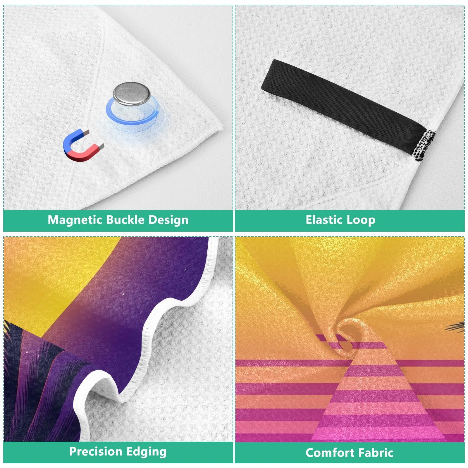 Amazon.com: Blueangle Retro Synthwave Sunset Magnetic Beach Towel