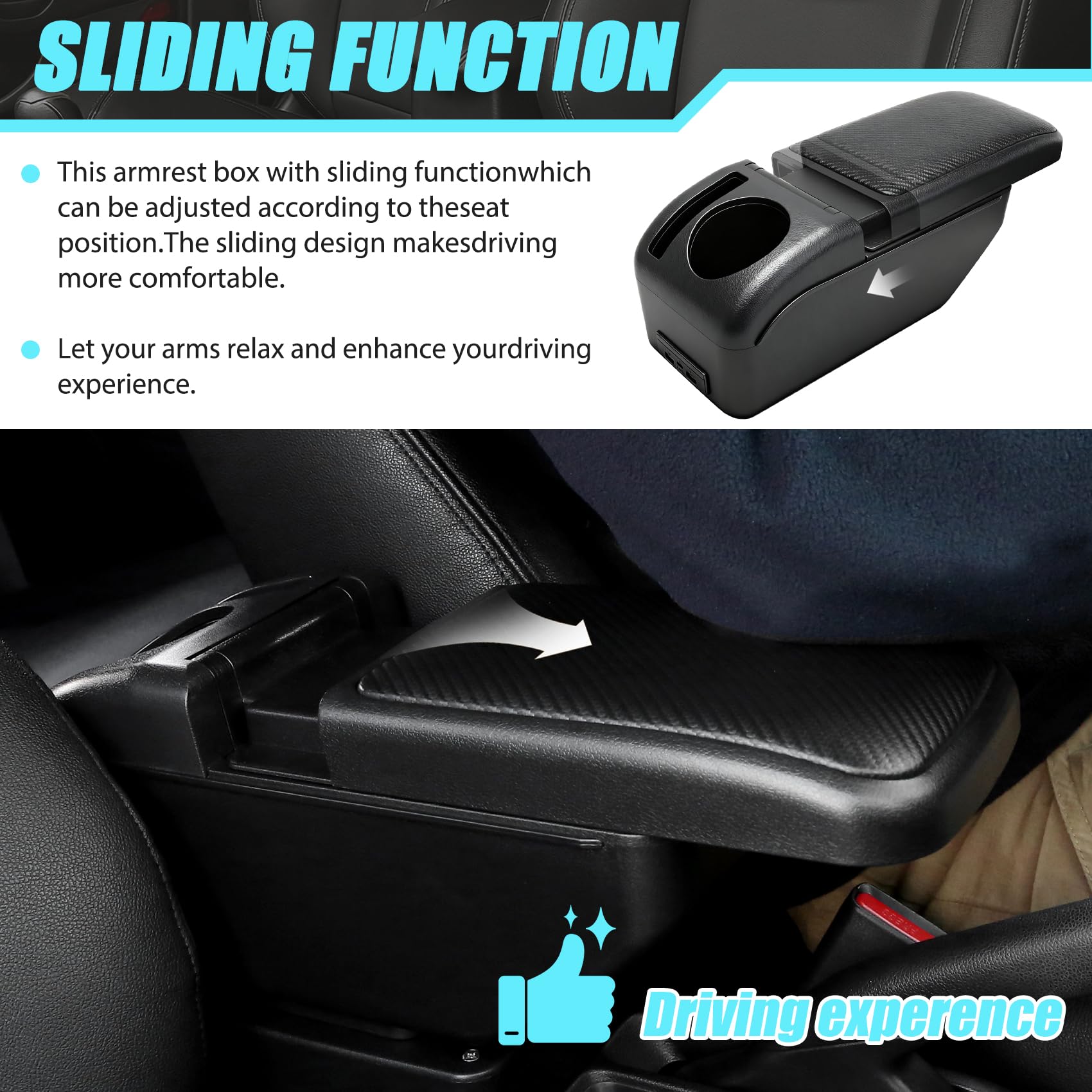Auto Braccioli Compatible with Peugeot 2008/208 2019-2024 Braccioli Poggiabraccio con Vano Portaoggetti Console Centrale