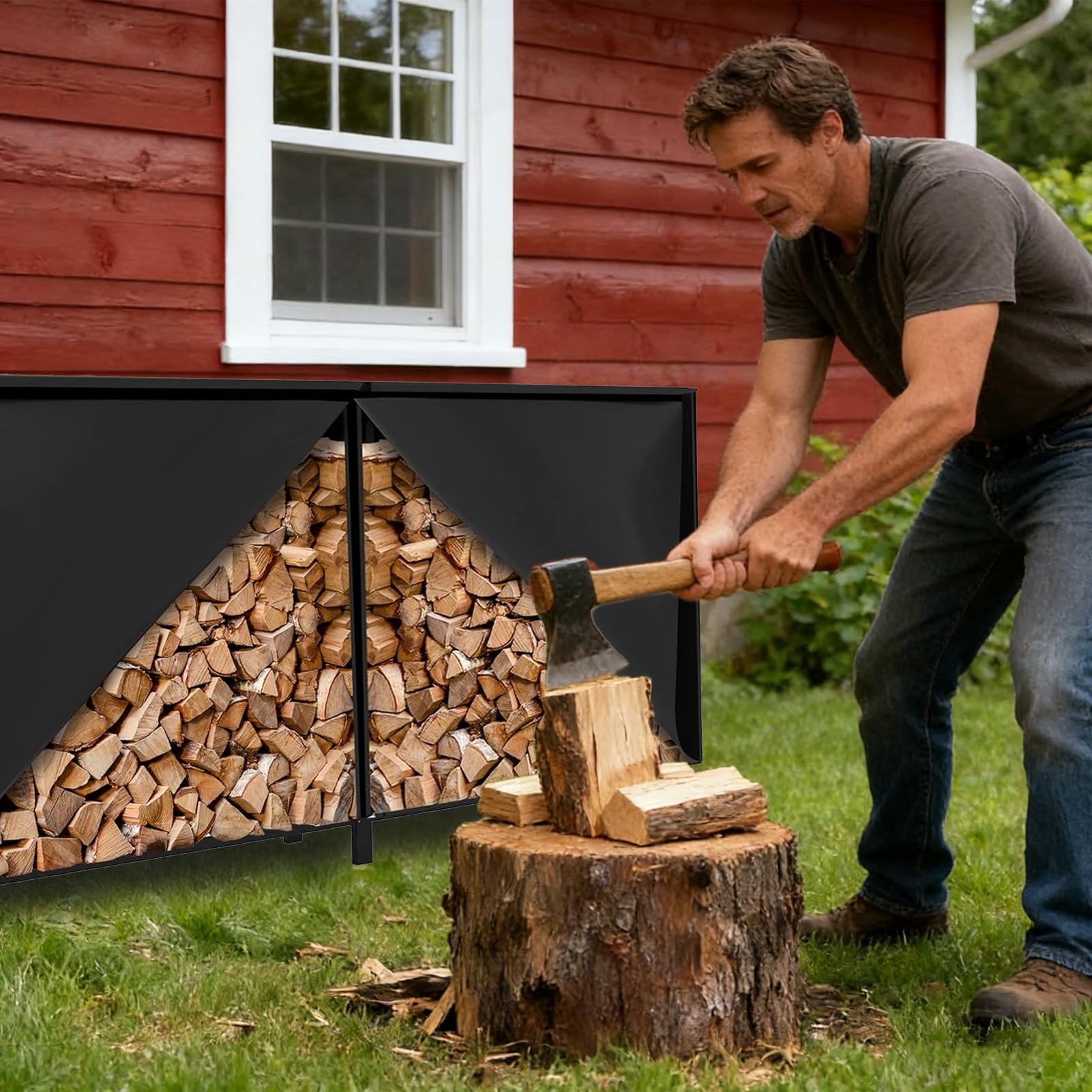 8FT Bache Table De Jardin, Housse Pour RâTelier à Bois De Chauffage, Multifonctionnel Housse Pour Abri à BûChes, Construction 600D, Coupe-Vent, ImperméAble, RéSistante Aux Uv