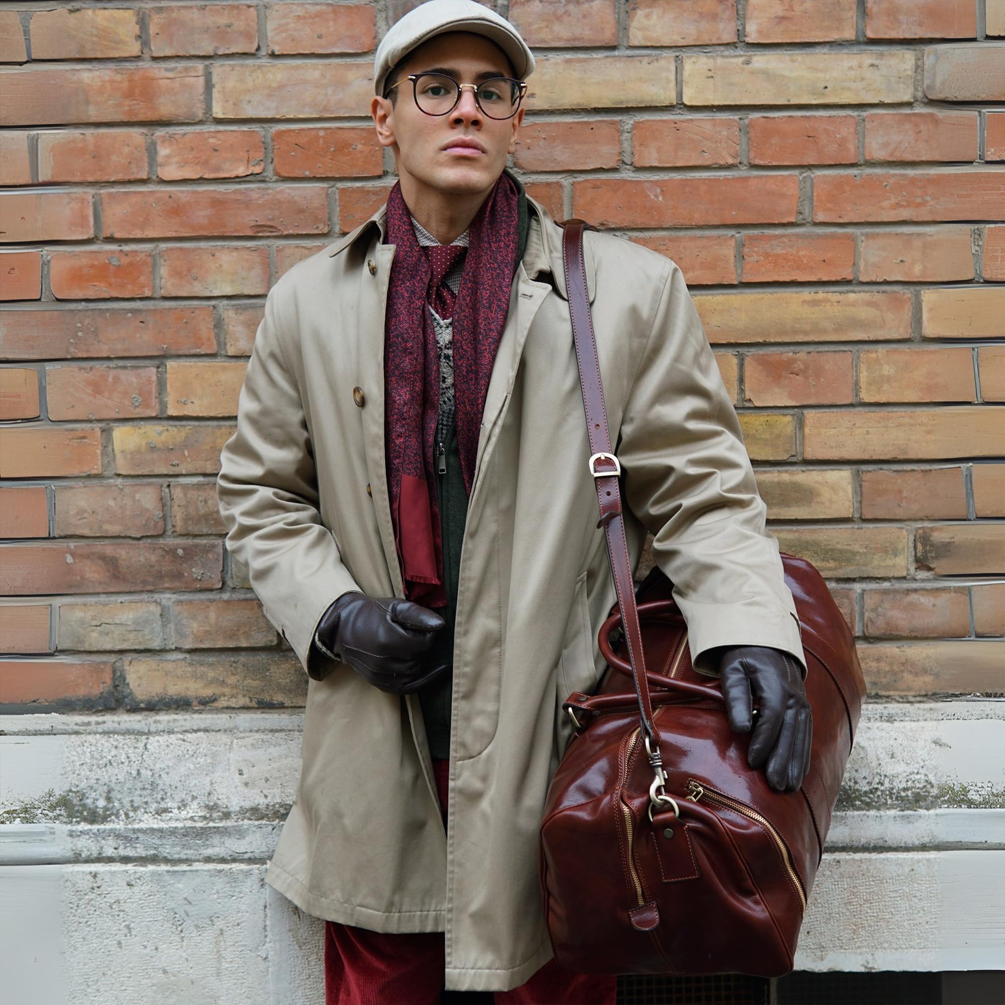 Bolsa de Viaje en Cuero, Bolso de Cuero para Hombres y Mujeres, Bolsa Deporte - Time Resistance