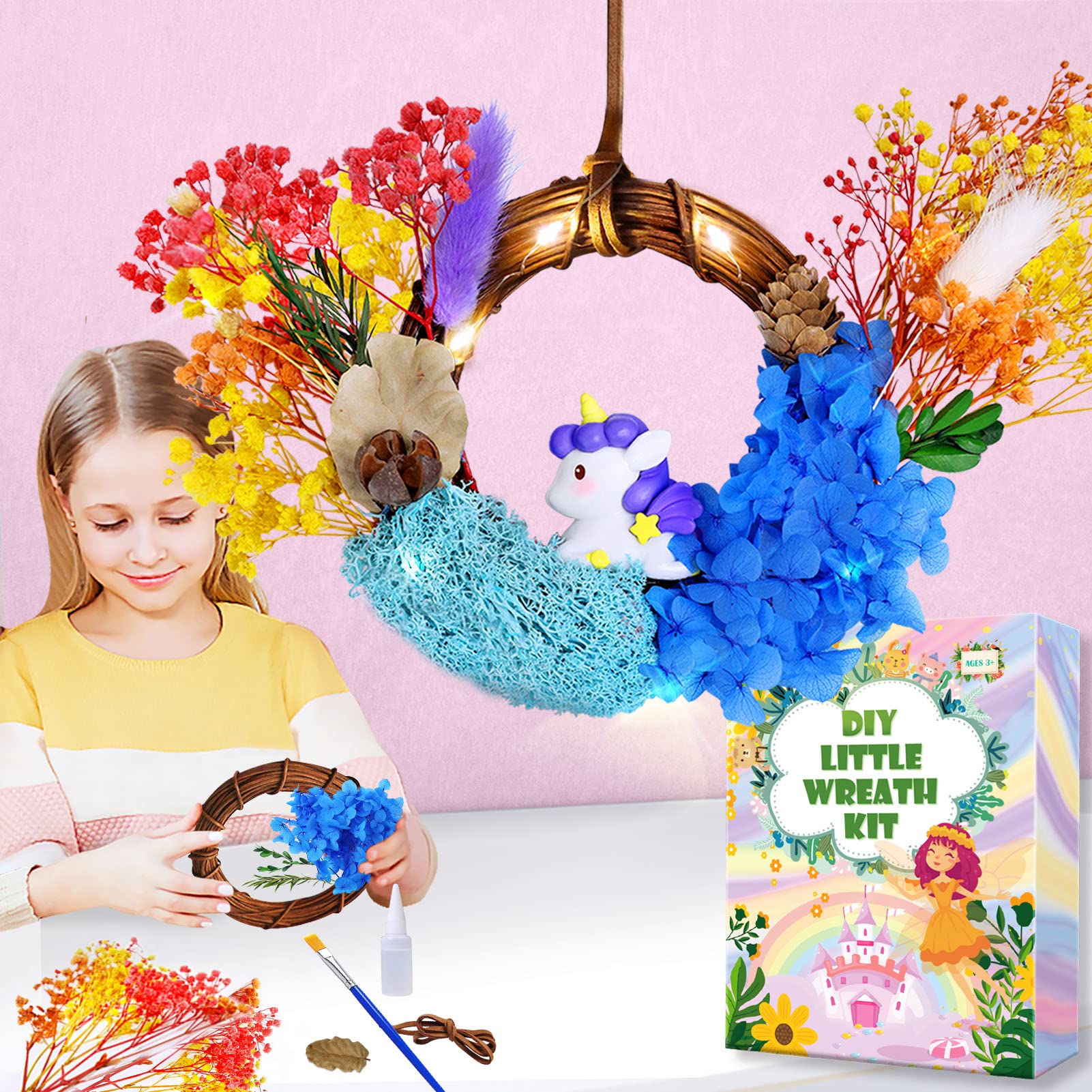 Amazon.com: Crafts for Kids Ages 4-8 Girls, DIY Wreath Making Kits for  Girls 4 5 6 7 8 Year Old Birthday Gift, Kids Activities Make Your Own  Unicorn Little Wreath with Dried