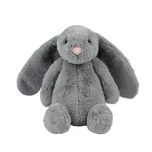 Best Pet Supplies Interactive Bunny Buddy Dog Toy with Crinkle and Squeaky Enrichment for Small and Medium Breed Puppies or Dogs, Cute and Plush - Bunny (Gray)