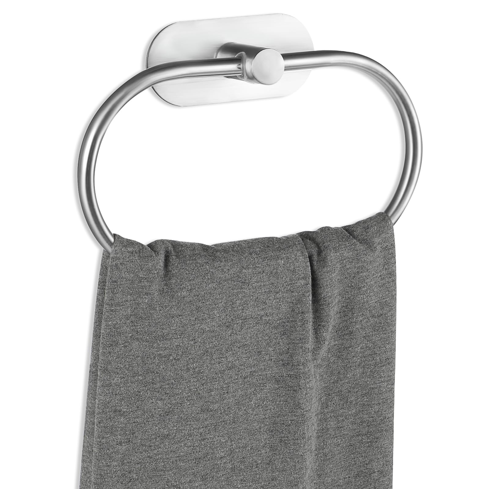 Lairuier - Set di 4 Anelli Porta Asciugamani Bagno in Acciaio Inox SUS304 e 2 Ganci per Accappatoio, Fissaggio a Parete, in Acciaio Inox Spazzolato