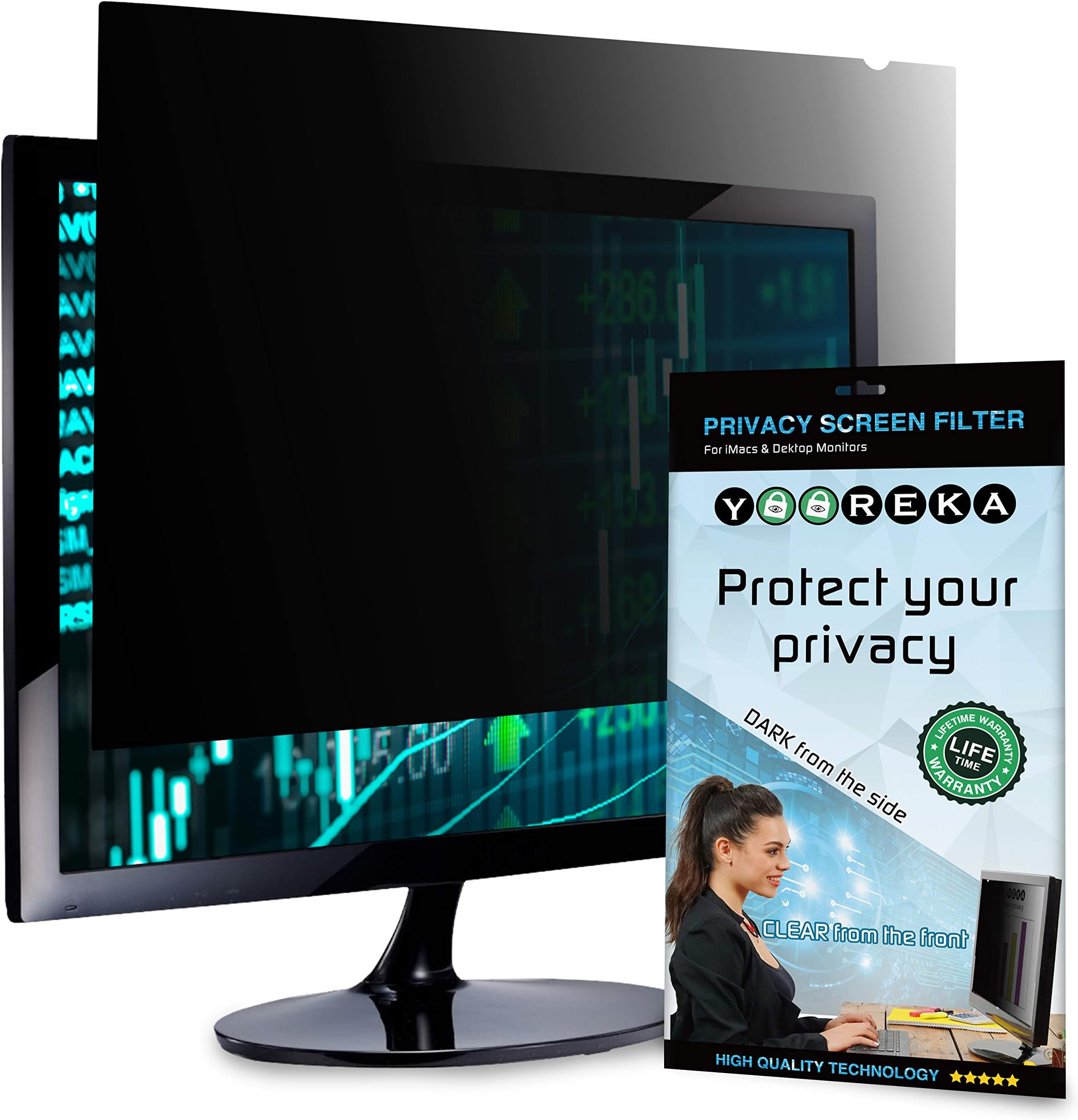 Reversible Computer Privacy Screen, 27 inch - (16:9) Aspect Ratio :: Anti Glare Filter with Blue Light Protection :: Reduces Eye Strain, Blocks 96% UV Radiation :: with Installation Kit