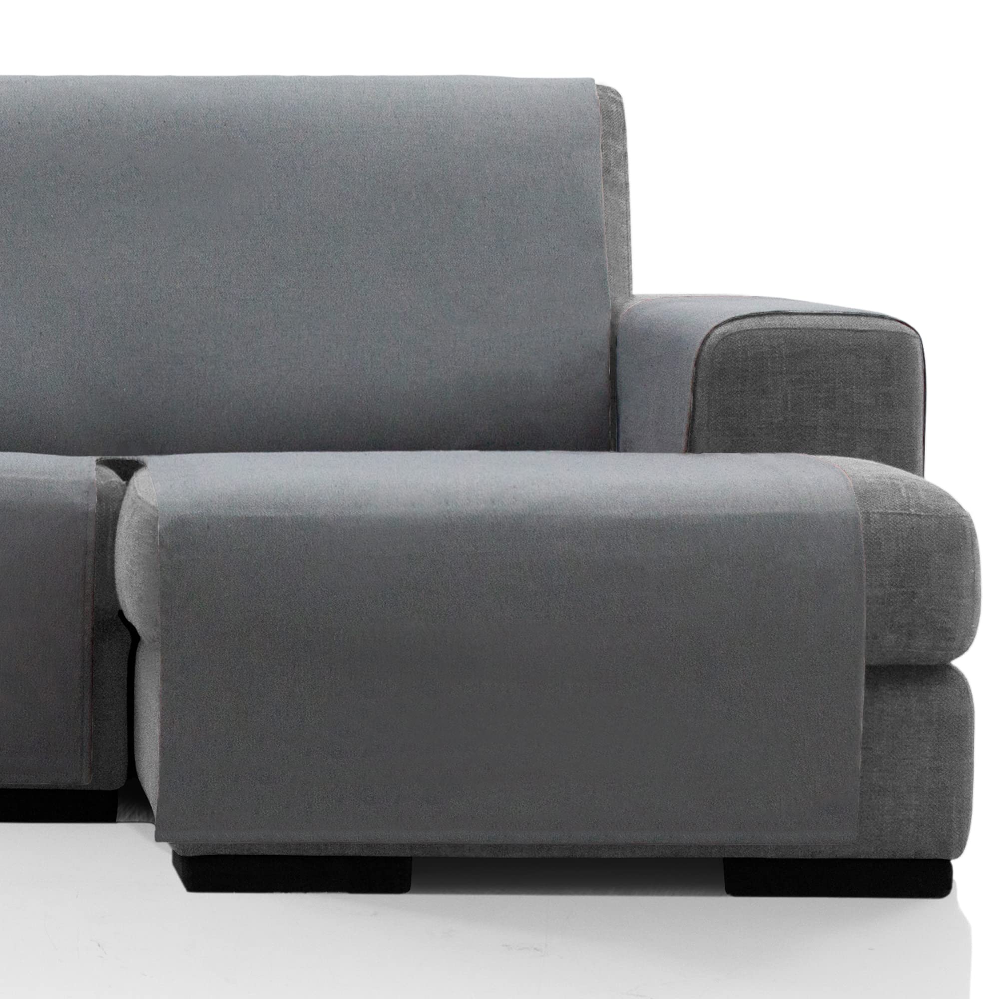 SofaCamaleon® – Cubre Sofa Chaise Longue Derecho | Protector para Sofá de Loneta Liso | Especial Mascotas | Resistente al Desgaste | Lavable 40º | Dakar Color Gris Oscuro