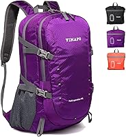 Vista 1 de Mochila ligera plegable de 40 litros, mochila de viaje plegable de nailon Ripstop, mochila de senderismo plegable para exteriores (morado)