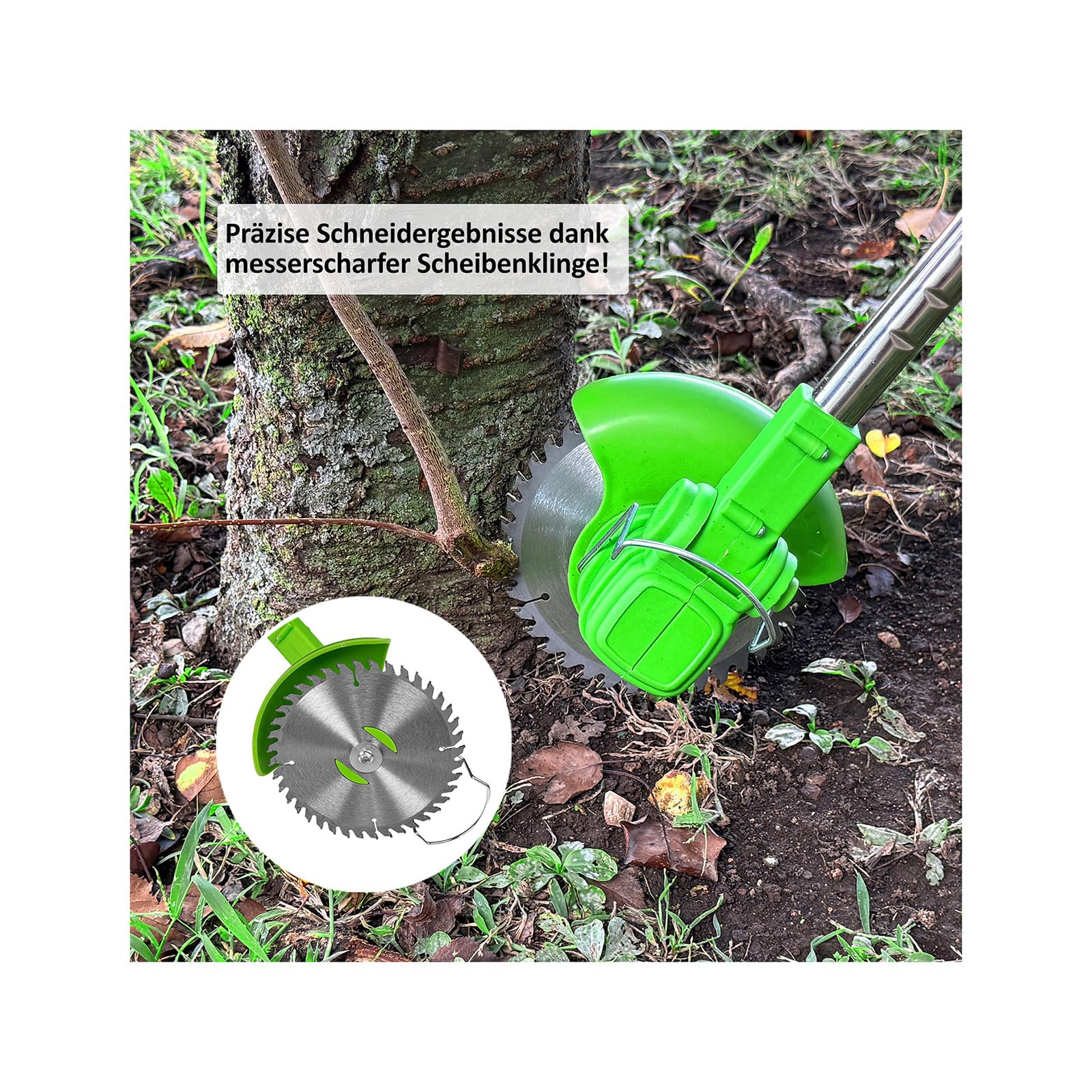 Rotorazer 8in1 Akku Gartengerät Rasentrimmer Set 22-TLG. – Rasenkantenschneider & Freischneider mit 1 Akku, Verstellbarer Schnitttiefe, 7 Präzisionsklingen, Teleskopstange, Gartenpflege