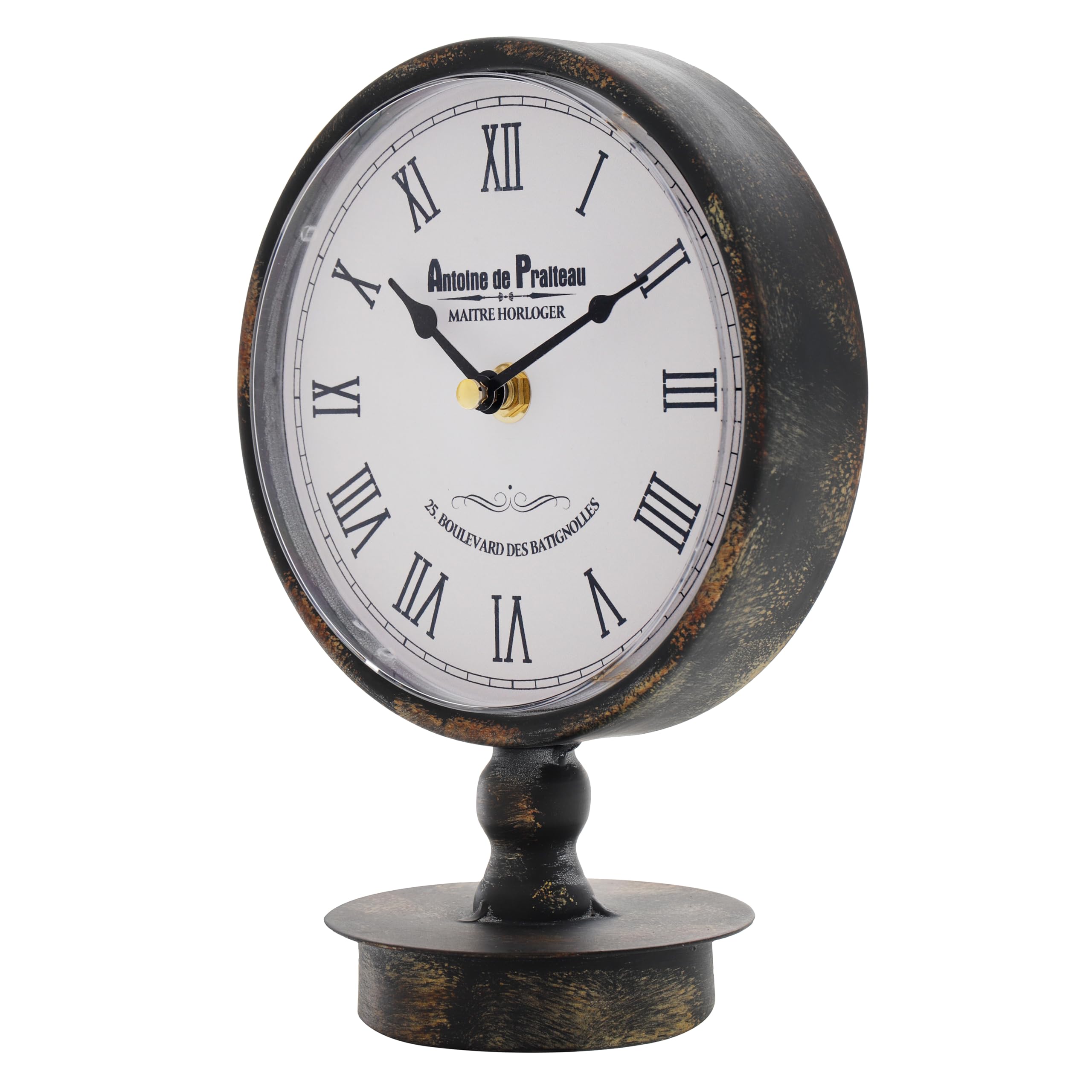 Sonlfce Retro Desk Clock,Vintage Mantel Table Clock,Metal Frame for Living Room,Bedroom,Bedside,Shelf,Farmhouse Decor