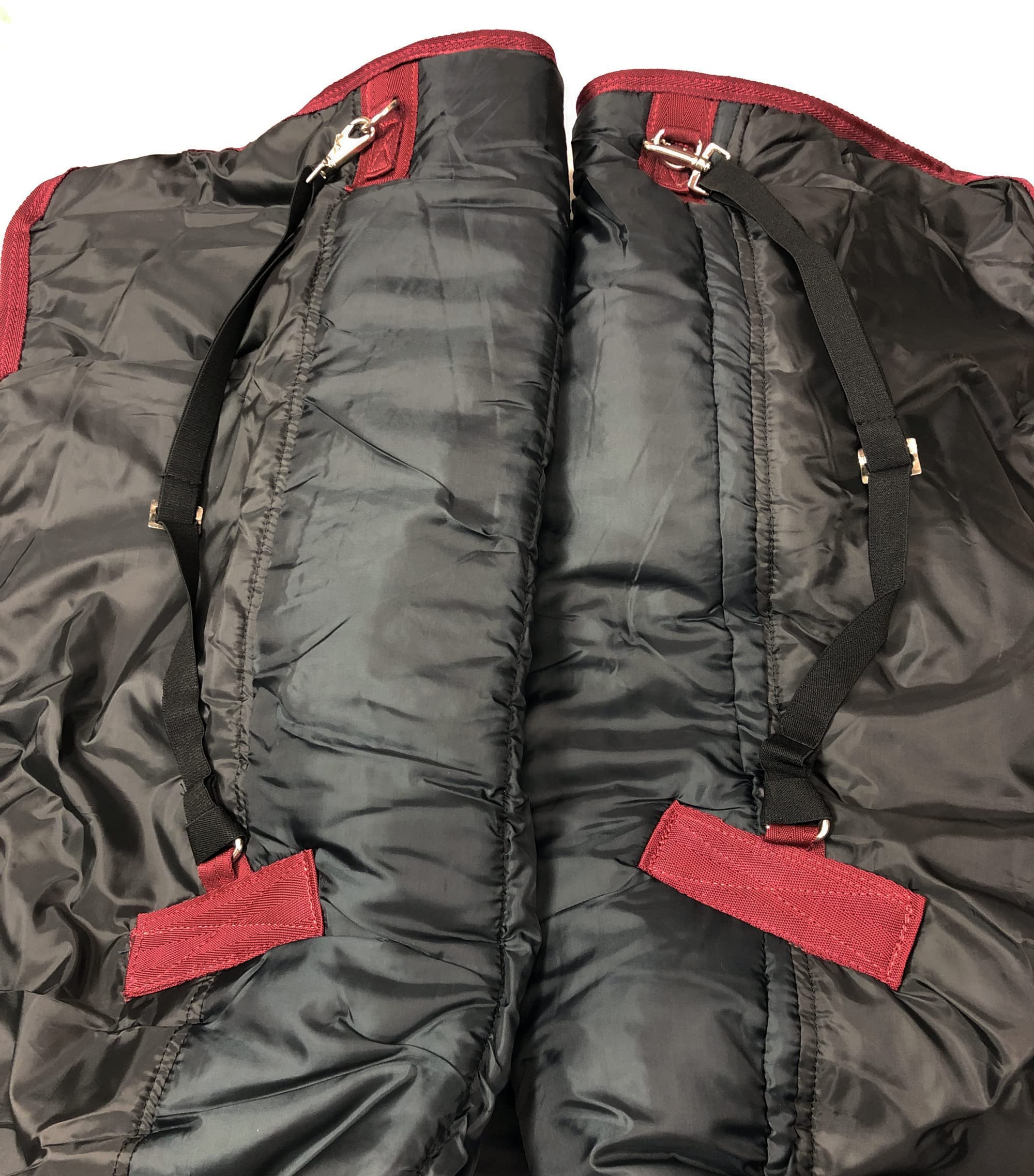 Horses, Coperta da Paddock per Cavallo Turnout Full Neck 400gr, Impermeabile, con il Copricollo Fisso, Resistente, con Cinghie ad Incrocio, Blu/Bordeaux 145 cm