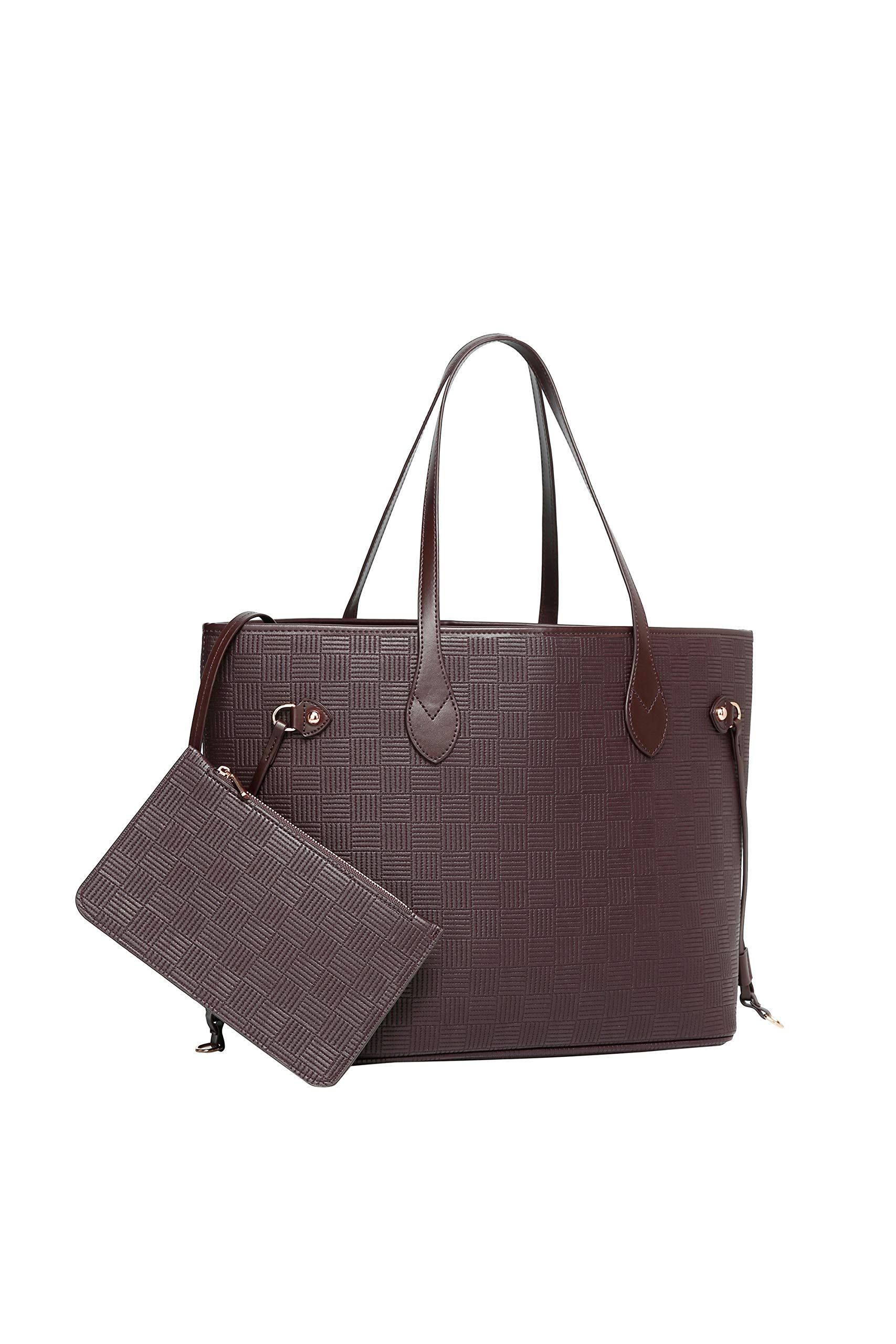 Daisy RoseTote Shoulder Travel Bag & Matching Clutch PU Vegan Leather