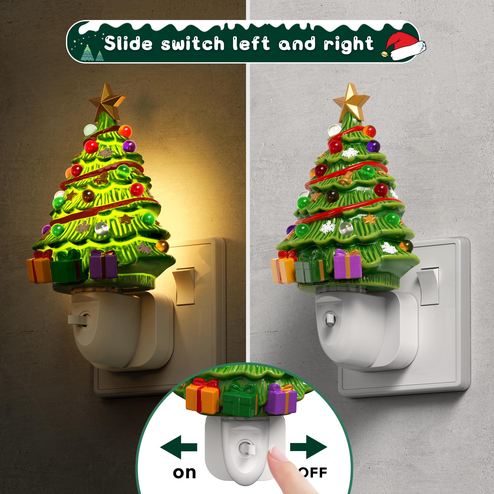 LOHAS-LED Christmas Tree Night Light Plug in Wall, 3000K Warm White - Image 3