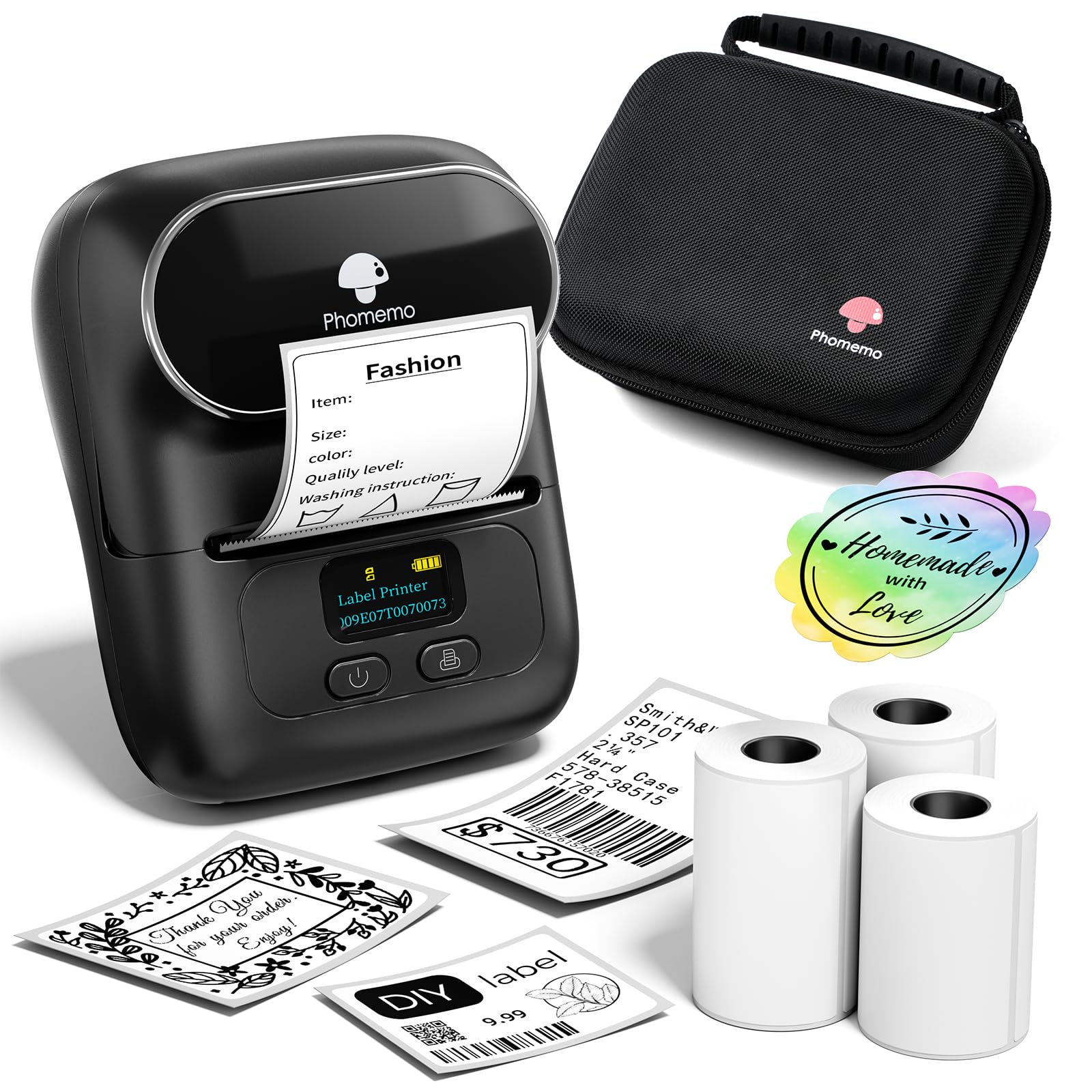 Phomemo M110 drukarka etykiet Bluetooth, samoprzylepna, z 3 rolkami etykiet