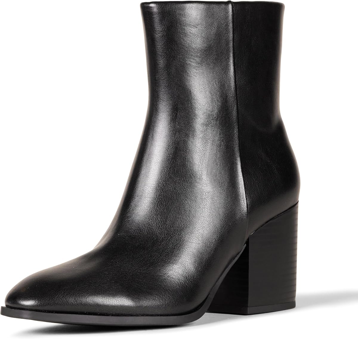Amazon Essentials Women's Clean Stacked Heel Ankle Boots with Side Zipper, Memory Foam Insole, Flexible Non-Slip Outsole
