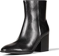 Amazon Essentials Women's Clean Heel Ankle Boots - 3" Stacked Heel, Memory Foam Comfort, Faux Leather Style