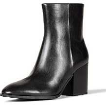 Amazon Essentials Womens Clean Stacked Heel Ankle Boots with Side Zipper, Memory Foam Insole, Flexible Non-Slip Outsole
