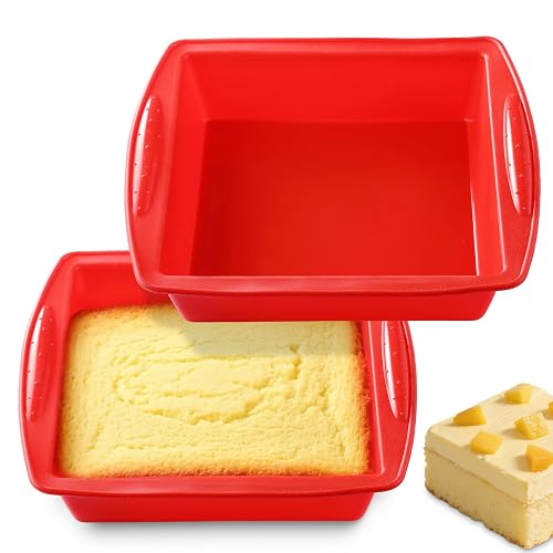 Silicone Square Brownie Pan 2 Pack, 8x8 Baking Pan for
