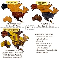 Vista 8 de Mapa del mundo, decoración artística para pared, mapa de madera, mapa del mundo de madera 3D, mapa grande para pared, mapa colorido de madera