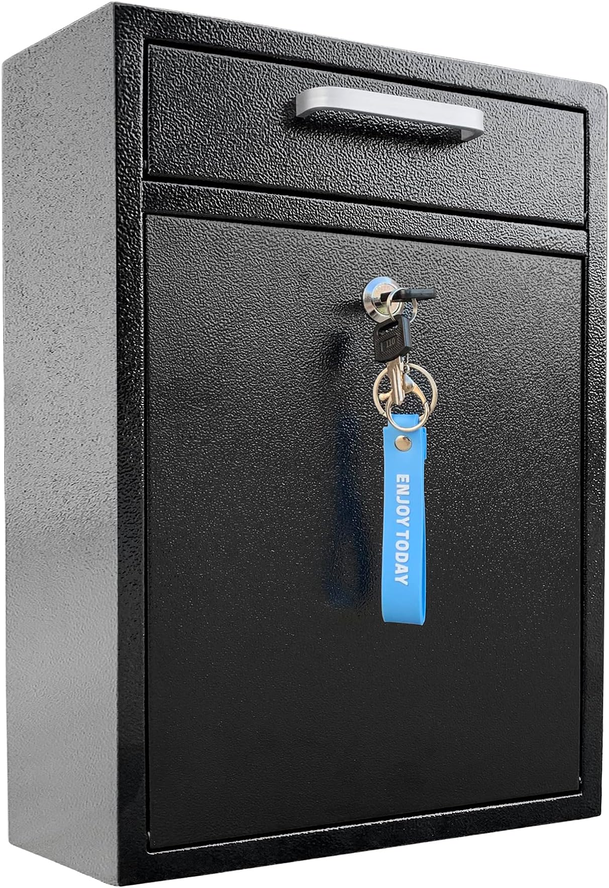 Locking Mailbox Wall Mount - Galvanized Steel Mailbox with Keys for Outdoor - Secure Modern Design Large Drop Box for House & Office