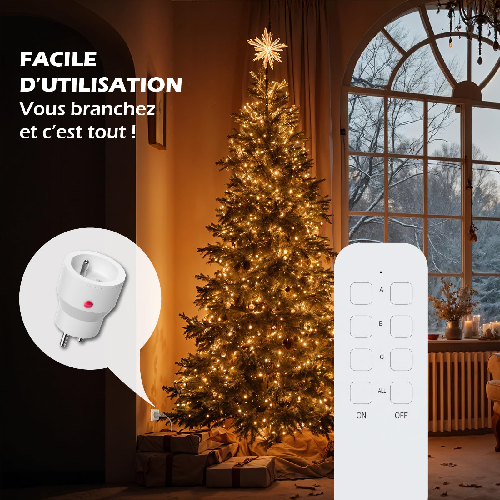 KYF 2 x Lot de 3 Prises 2300W avec 1 télécommande intérieure (Power_Strip, 3 Prises, Type E, 230V, 10A)