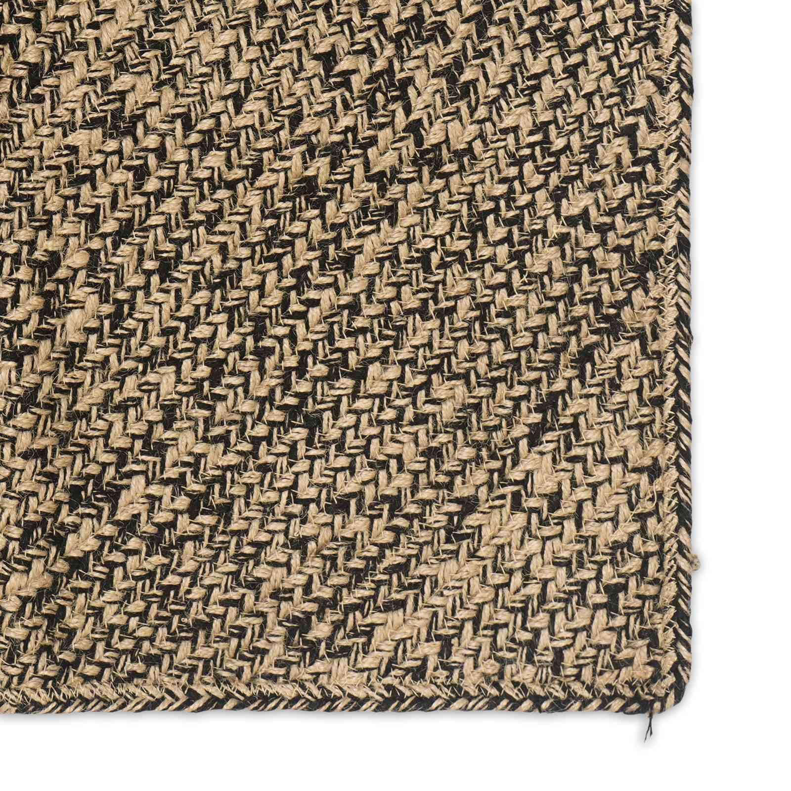 Tapis carré en jute 120 x 120 cm – Tapis naturel moderne en noir et naturel – Tapis à poils courts fait à la main pour salon et chambre à coucher – Aspect sisal durable