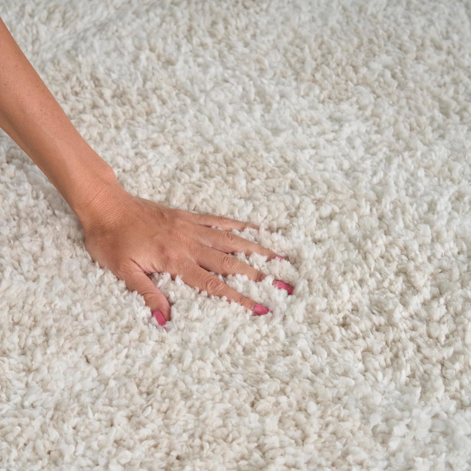 Nourison Home Modern Shag Ivory Beige 3'11" x 5'11" Area Rug - Easy Clean, Non Shedding, Bed Room, Living Room, Dining Room, Kitchen (4' x 6')