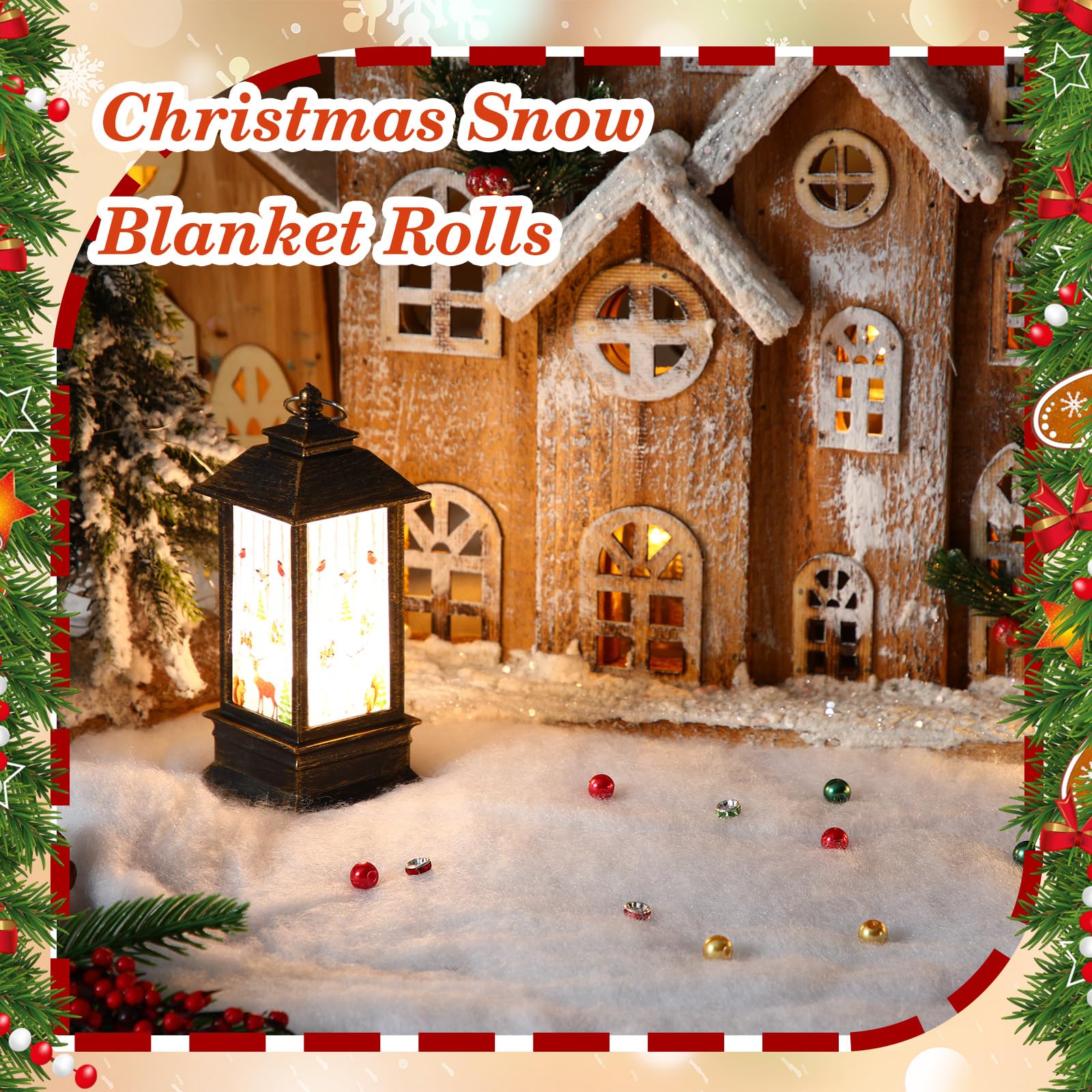Newwiee Lot de 6 couvertures de neige artificielles pour Noël - Bonhomme de neige - Décorations de Noël pour village de Noël - Décoration de fête - 0,8 x 2,4 m